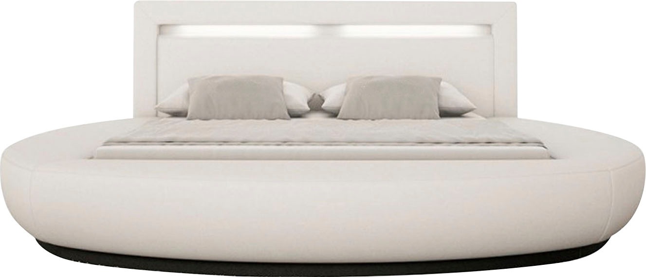 2. Bild von SalesFever Rundbett, mit LED-Beleuchtung im Kopfteil, Design Bett in Kunstleder, Rundbett