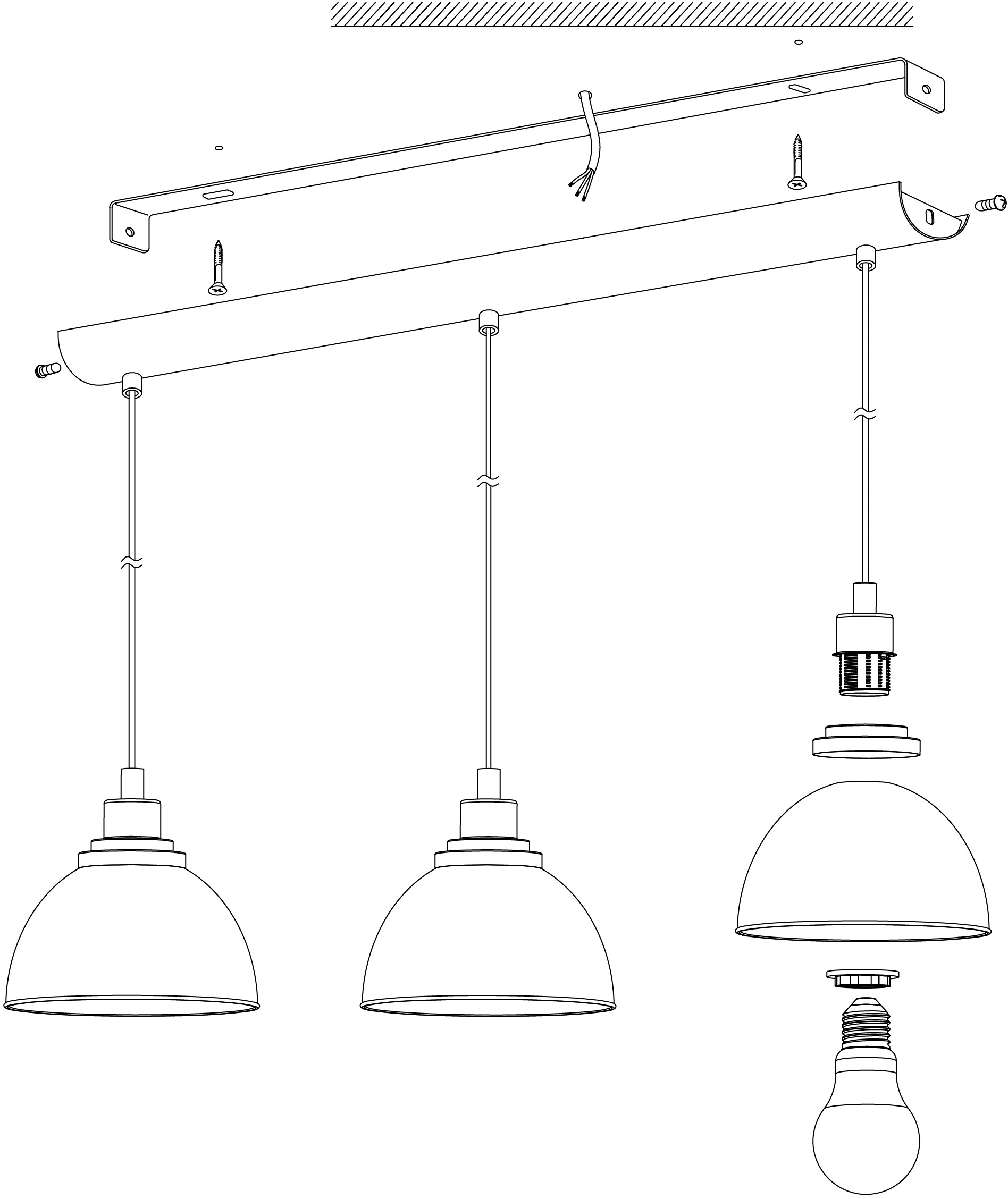 EGLO Hängeleuchte »BELESER«, 3 flammig, Leuchtmittel E27 | Leuchtmittel wechselbar-ohne Leuchtmittel, schwarz / L90,5 x H110 x B20,5 cm / aus Stahl - Pendellampe