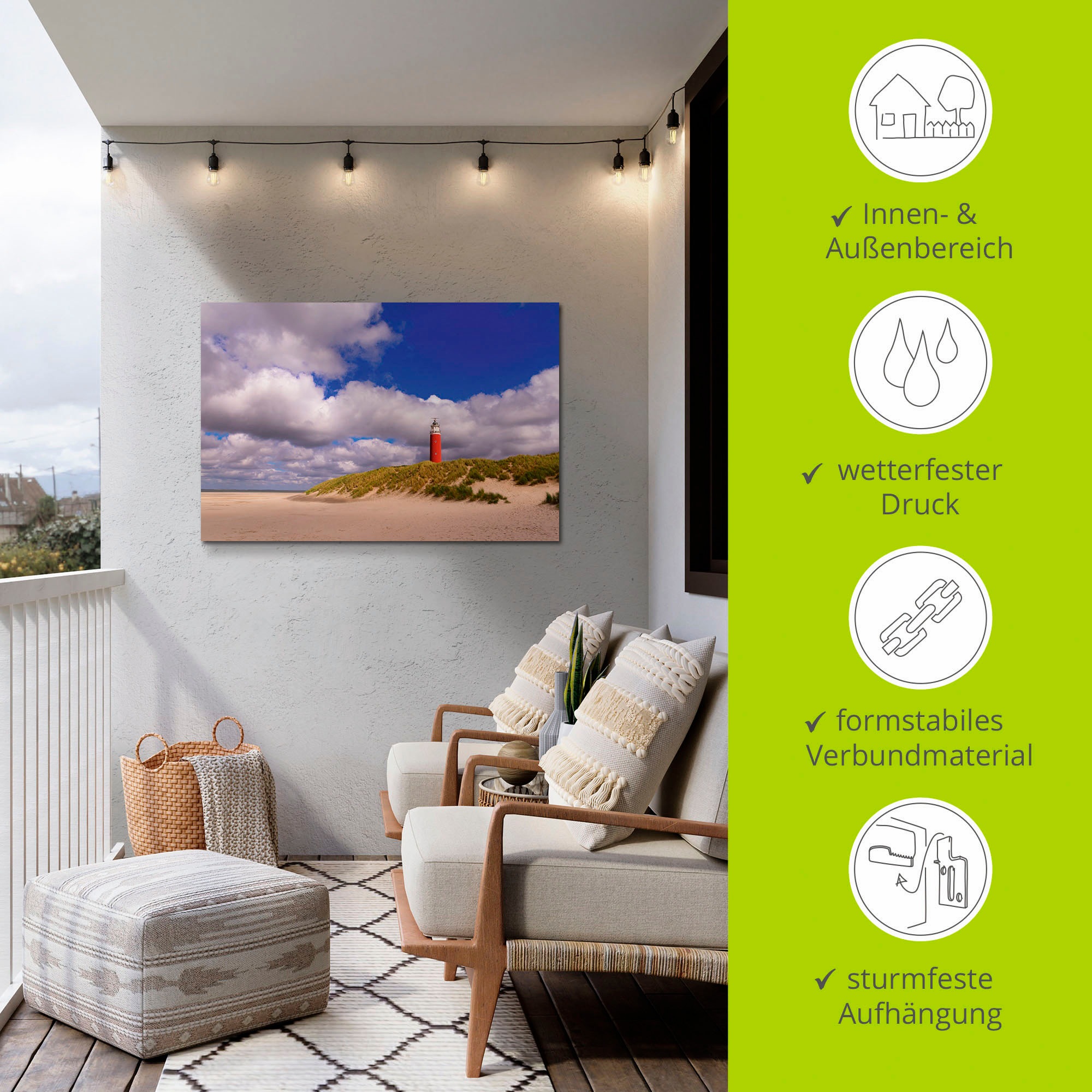 Artland Wandbild »Wolkenimpression am Leuchtturm«, Küste, (1 St.), als Alubild, Outdoorbild, Poster in verschied. Größen