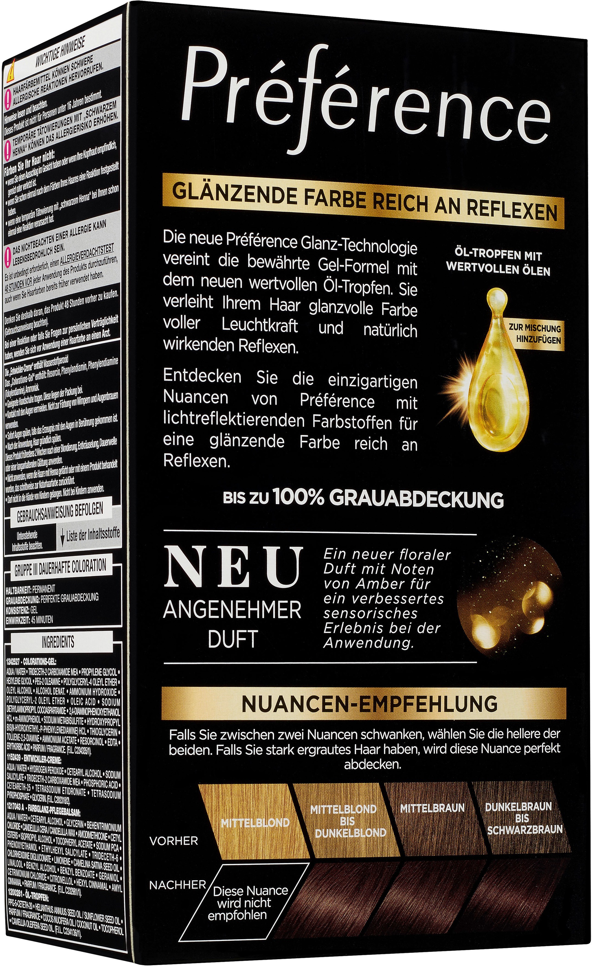 L'ORÉAL PARIS Coloration »Préférence«, (Packung, 3 tlg.), mit pflegender Formel