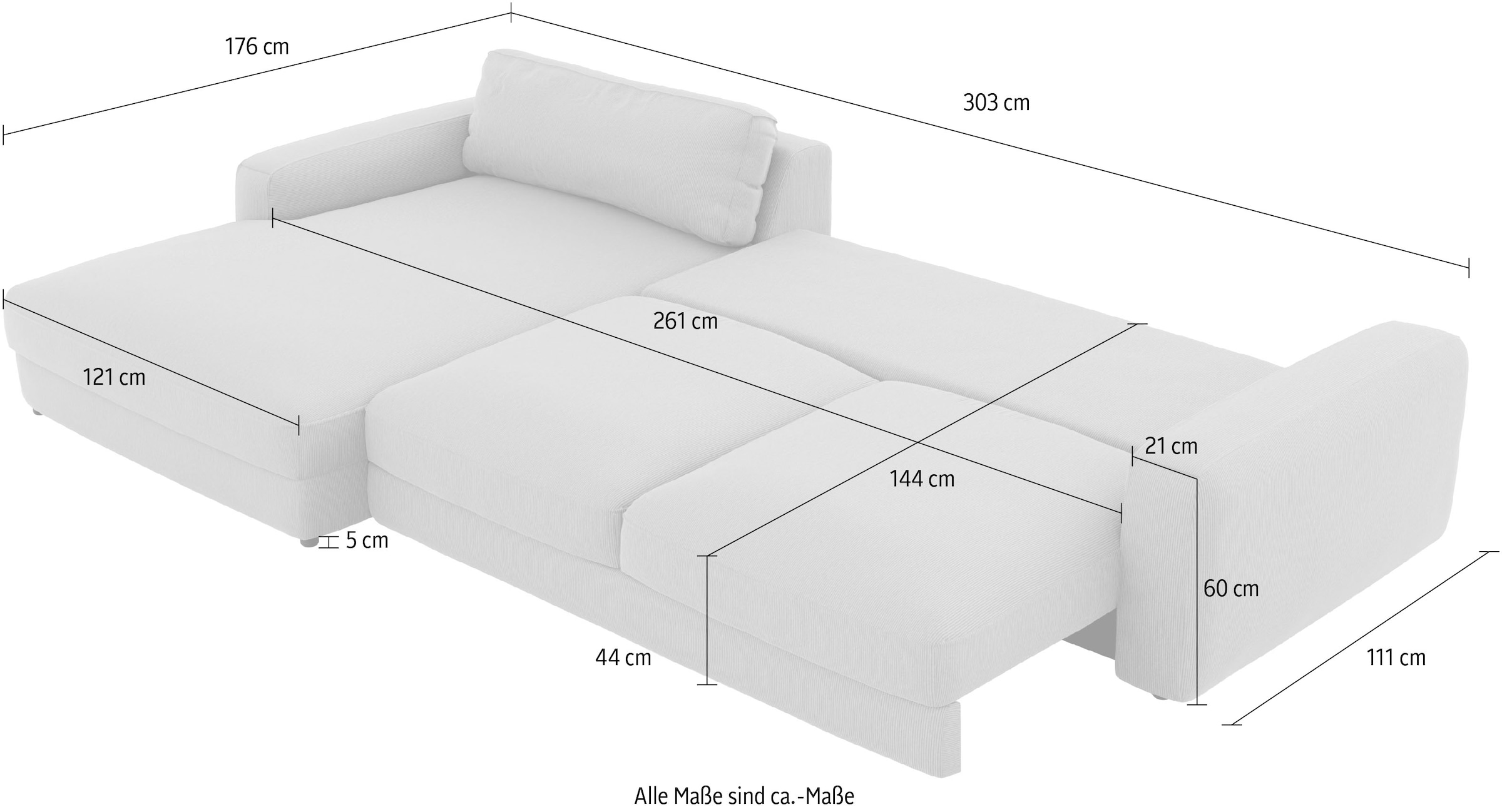 Places of Style Ecksofa »Bloomfield, bequem und elegant, OTTOs Choice, L-Form«, wahlweise mit Bettfunktion und Bettkasten