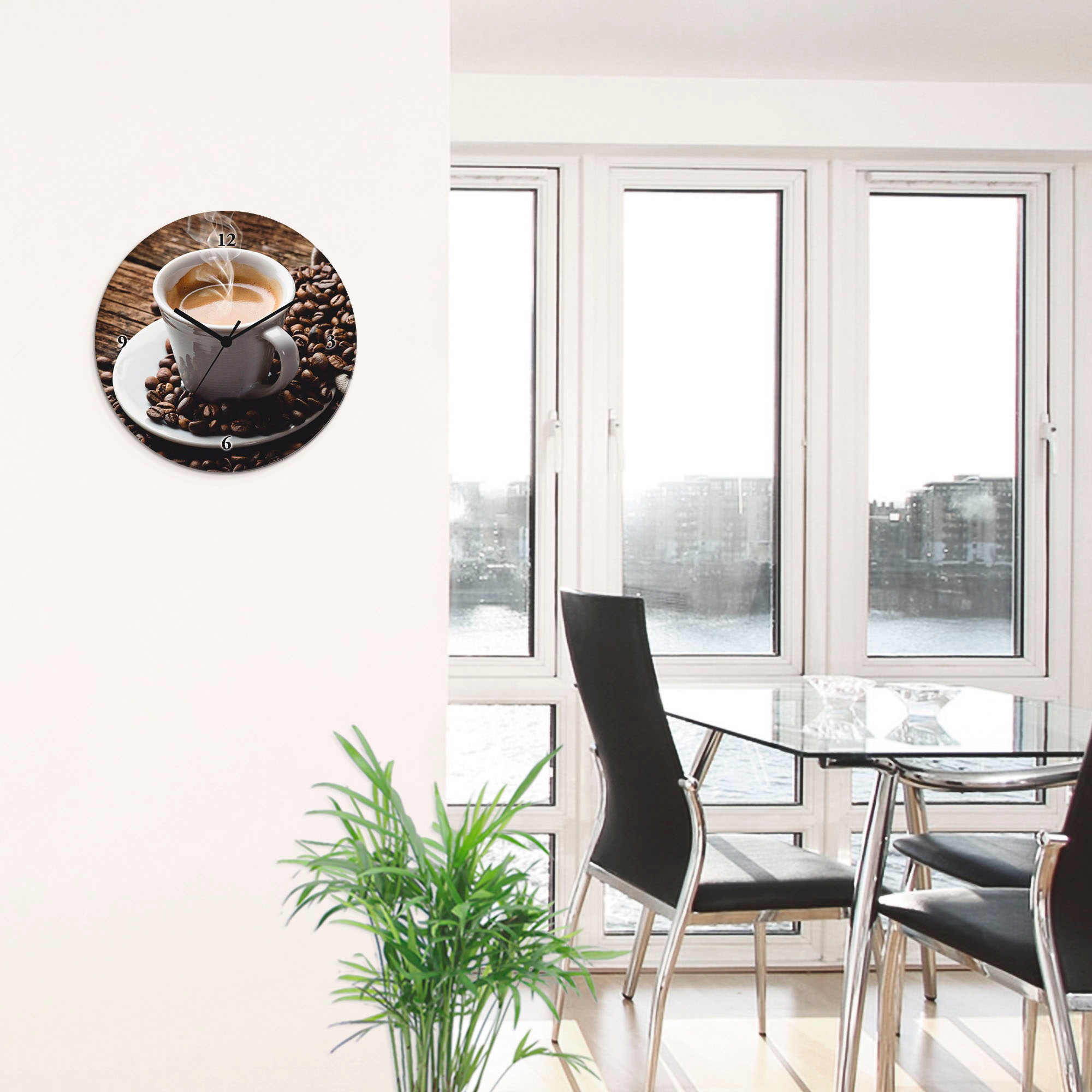 Artland Wanduhr »Heißer Kaffee - dampfender Kaffee«, wahlweise mit Quarz- oder Funkuhrwerk, lautlos ohne Tickgeräusche