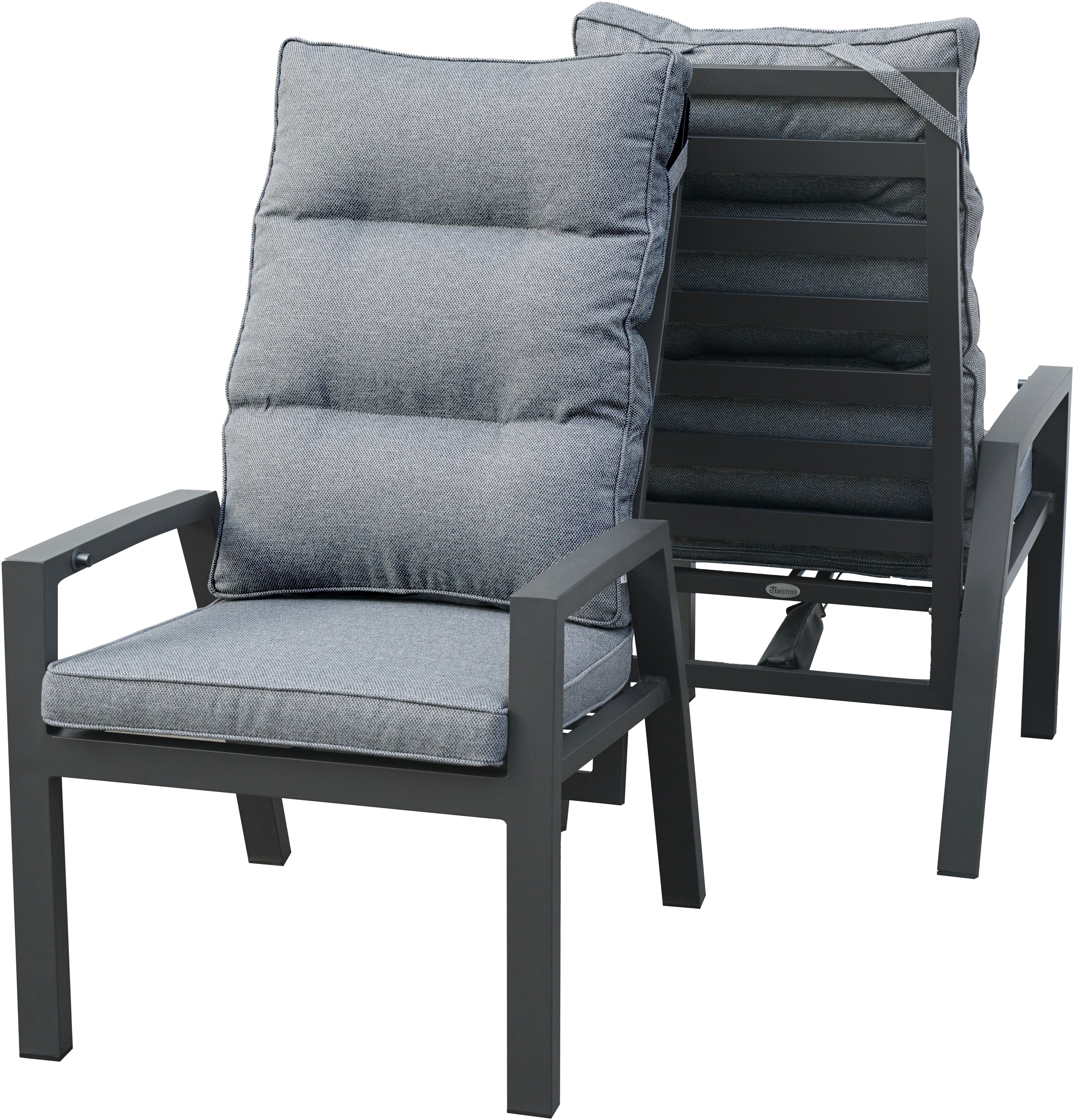 Destiny Garten-Essgruppe Set, 5 tlg. 1 Esstisch, 4 Hochlehner inkl Auflagen