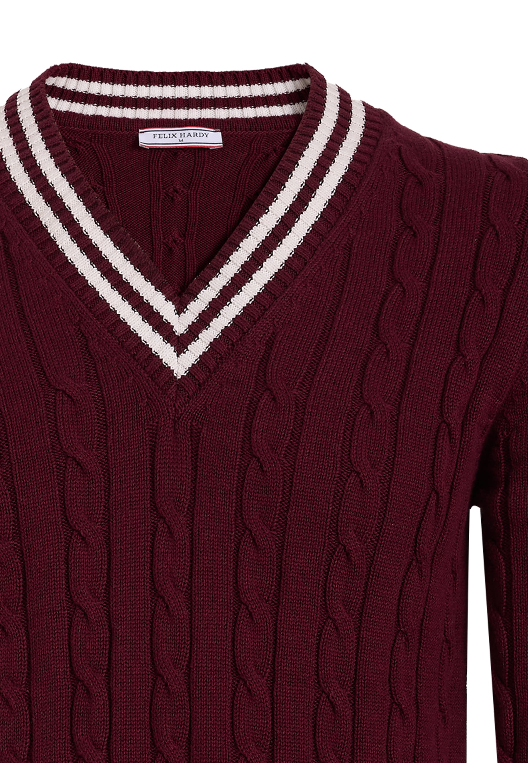 Felix Hardy V-Ausschnitt-Pullover »Basic-Pullover mit V-Ausschnitt und Zopfmuster«