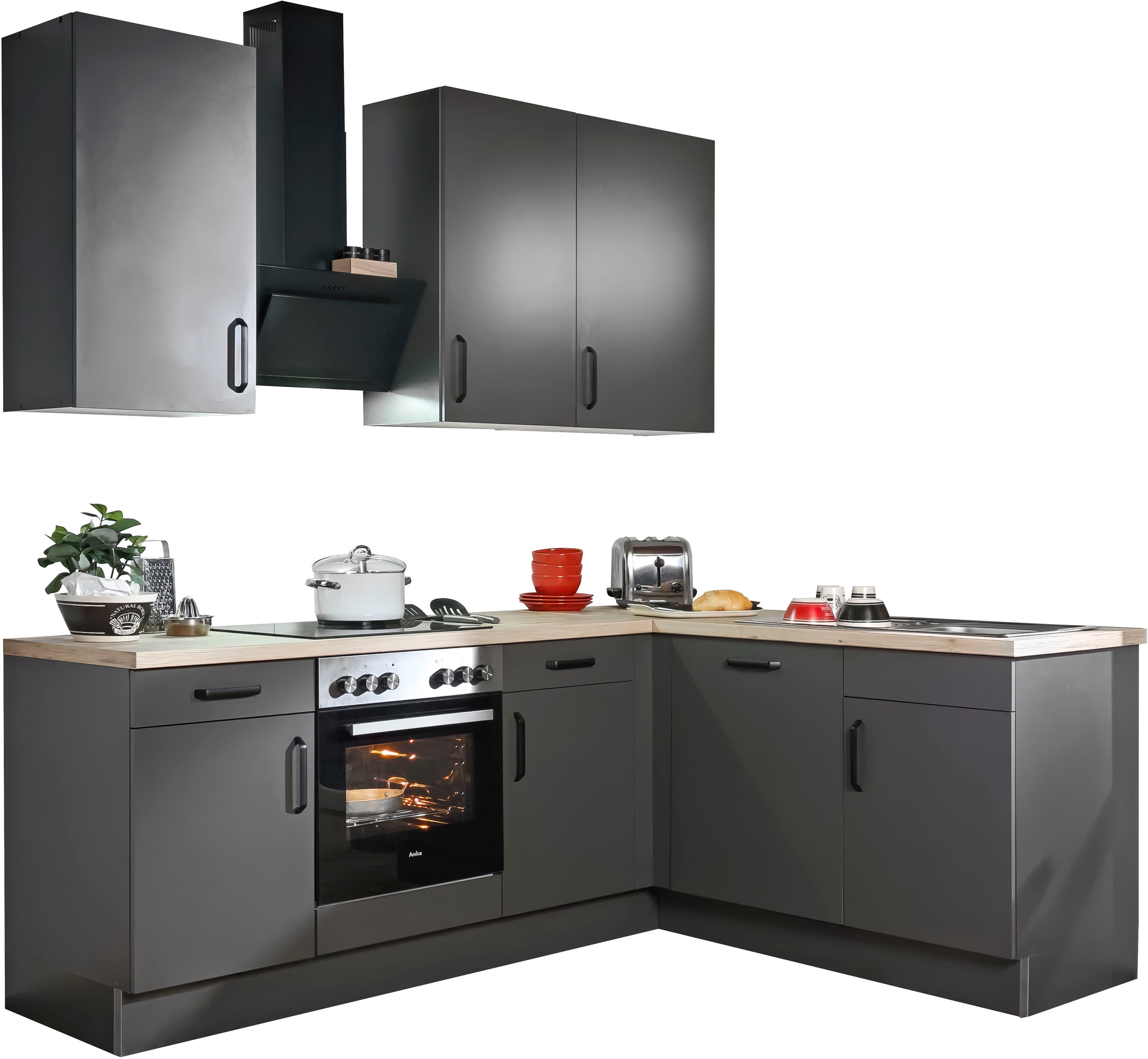 wiho Küchen Winkelküche »"Simi", mit verstellbaren Füßen, wahlweise mit E-G günstig online kaufen