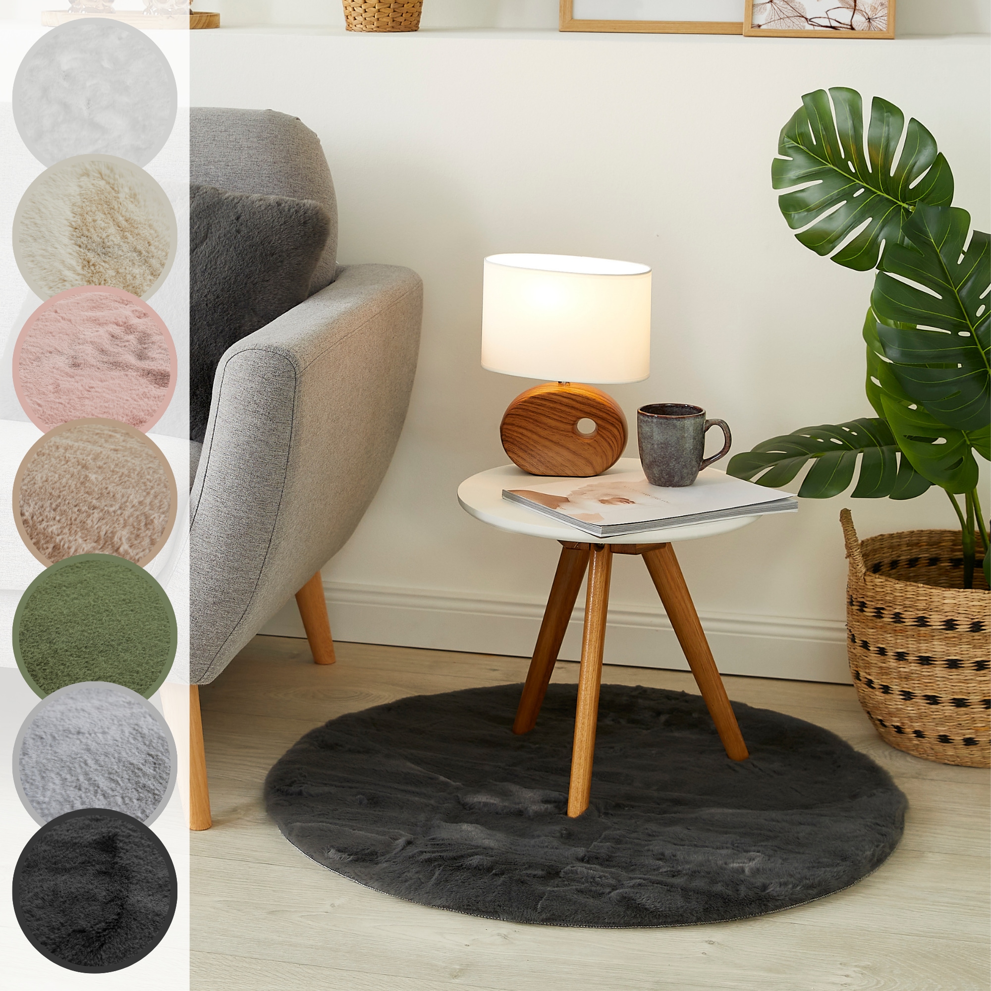 LUXOR living Fellteppich »Novara«, rund, 35 mm Höhe, Kunstfell, Kaninchenfe günstig online kaufen