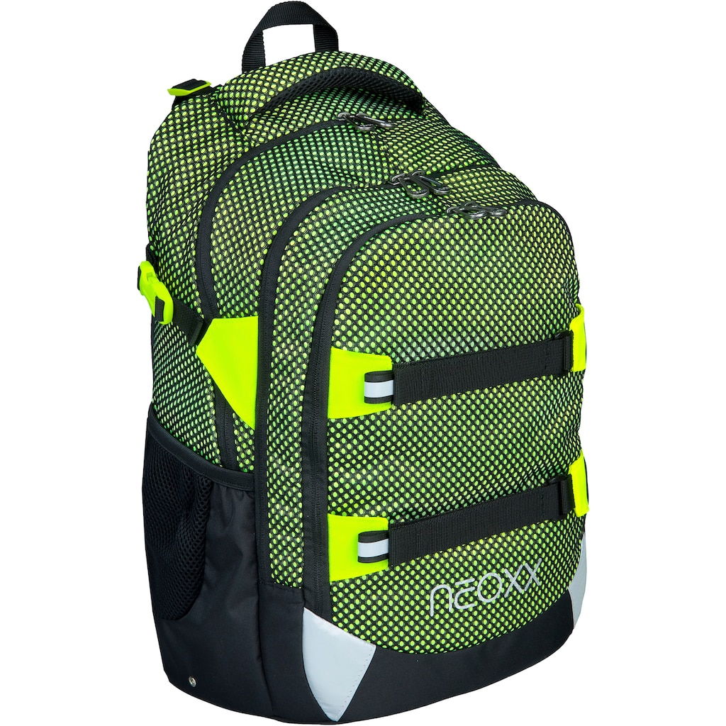 neoxx Schulrucksack »Active, All about Neon«, reflektierende Details, aus recycelten PET-Flaschen