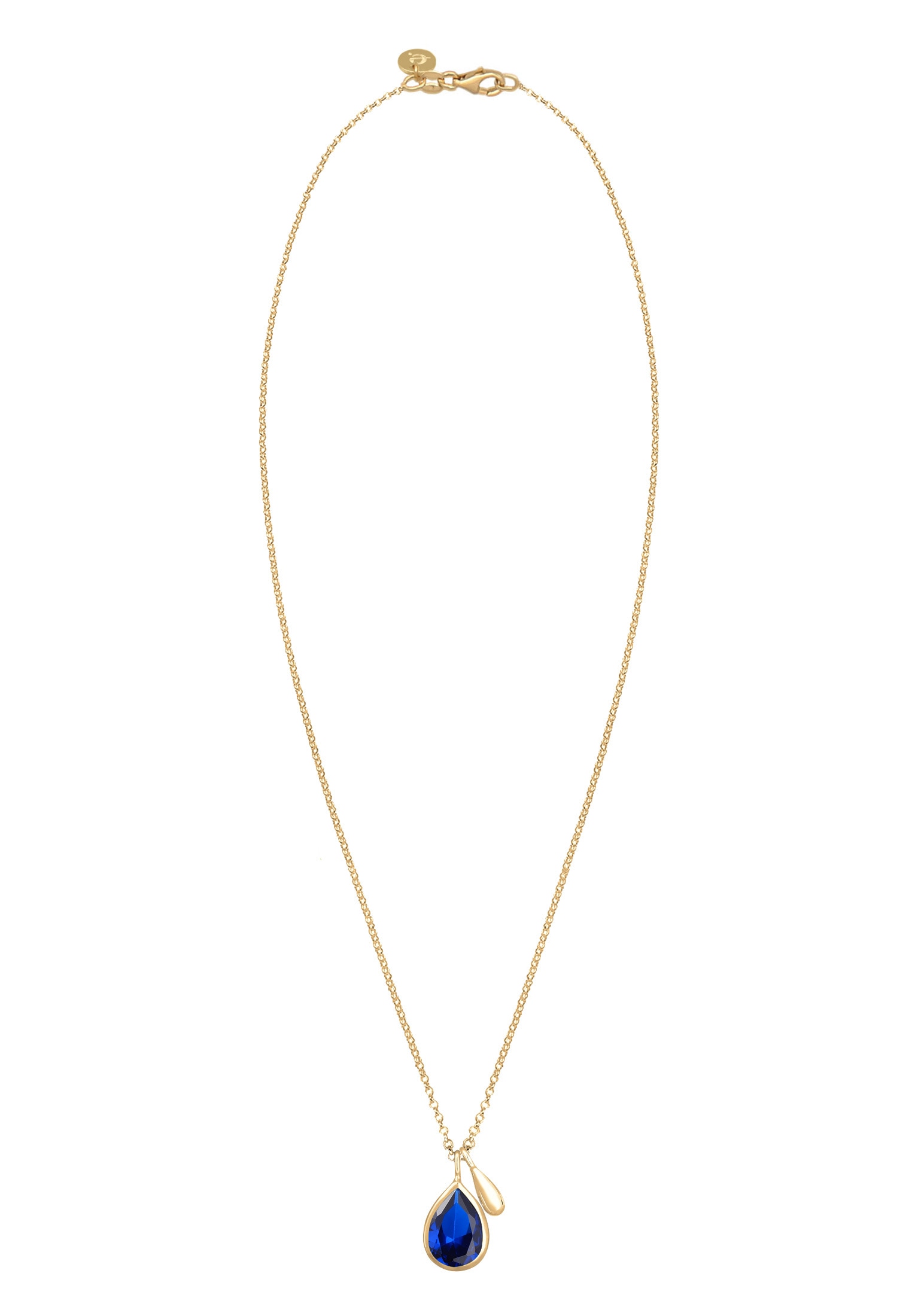 Elli Premium Collierkettchen »Tropfen Synthetischer Saphir Blau 925 Sterling Silber vergoldet«