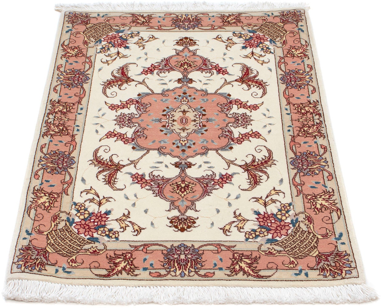 morgenland Wollteppich »Täbriz - 50 Raj Blumenmuster Beige 94 x 61 cm«, rec günstig online kaufen