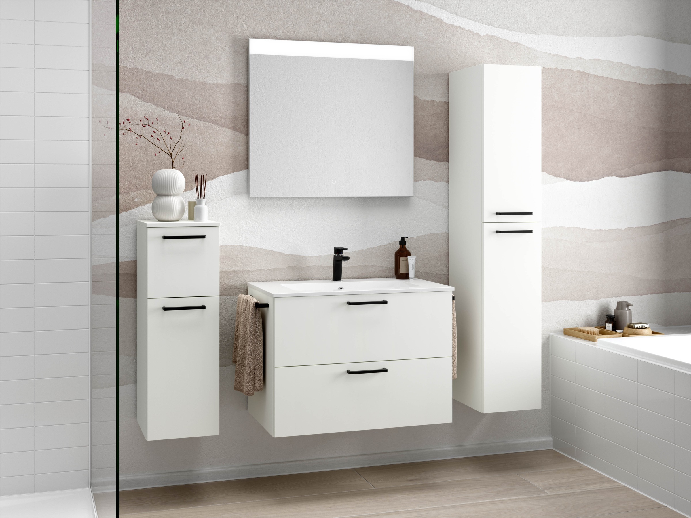nobilia® Badmöbel-Set »Tolvina«, (4 St., vormontiert, mit Soft-Close), inkl günstig online kaufen