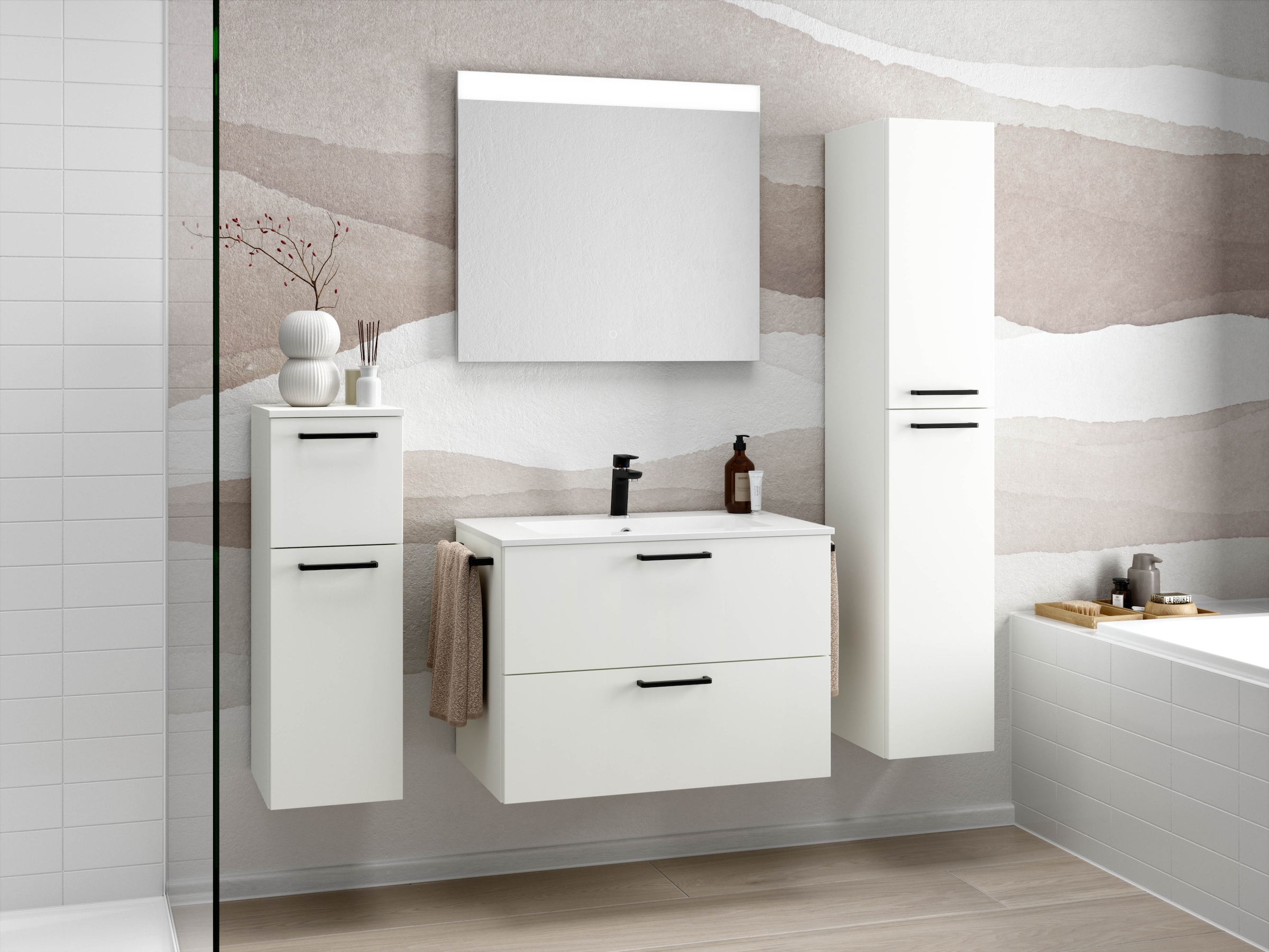 nobilia® Badmöbel-Set »Tolvina« vormontiert, mit Soft-Close, 4 Stk. tlg. günstig online kaufen