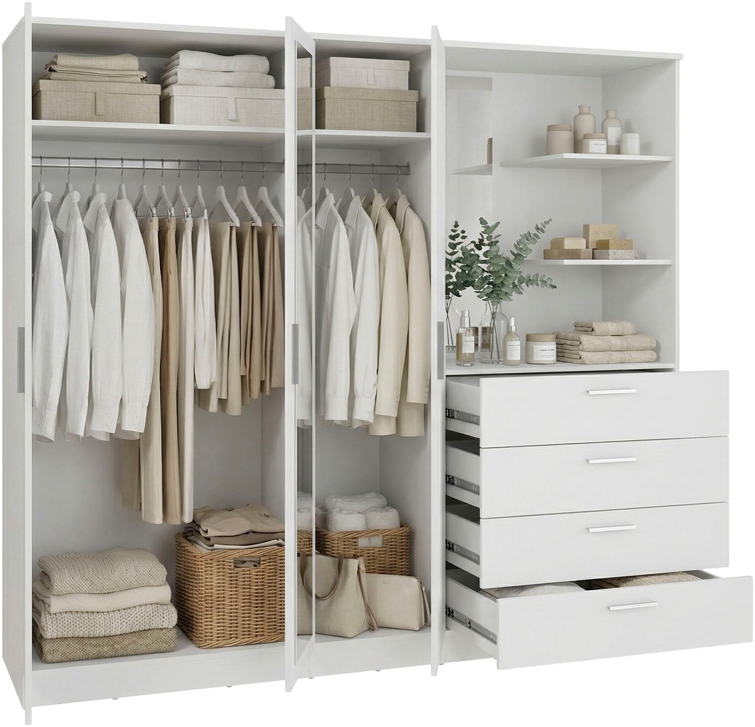 FORTE Kleiderschrank »Drehtürenschrank, Spiegel, Schubladen, viel Stauraum« B/H/T 199/181/52,7, Spiegeltüre, Stauraum, FSC