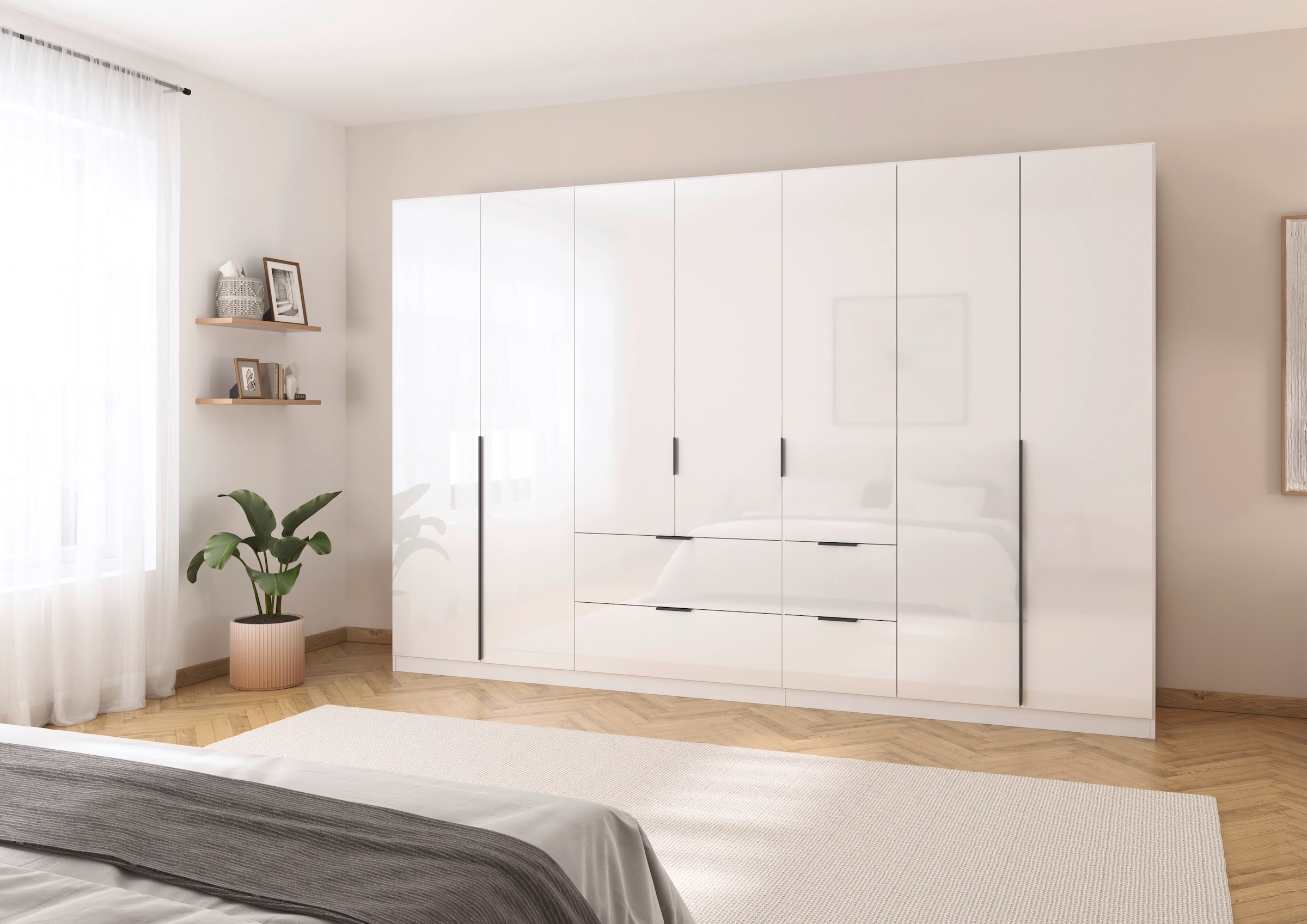 rauch Drehtürenschrank »Kleiderschrank Schrank Garderobe AGORDO mit Dekor- oder Hochglanzfront«, (in zwei Griff-Farben mit Dekor- oder Hochglanzfront), mit Außenschubkästen, in 6 Breiten und 2 Höhen MADE IN GERMANY