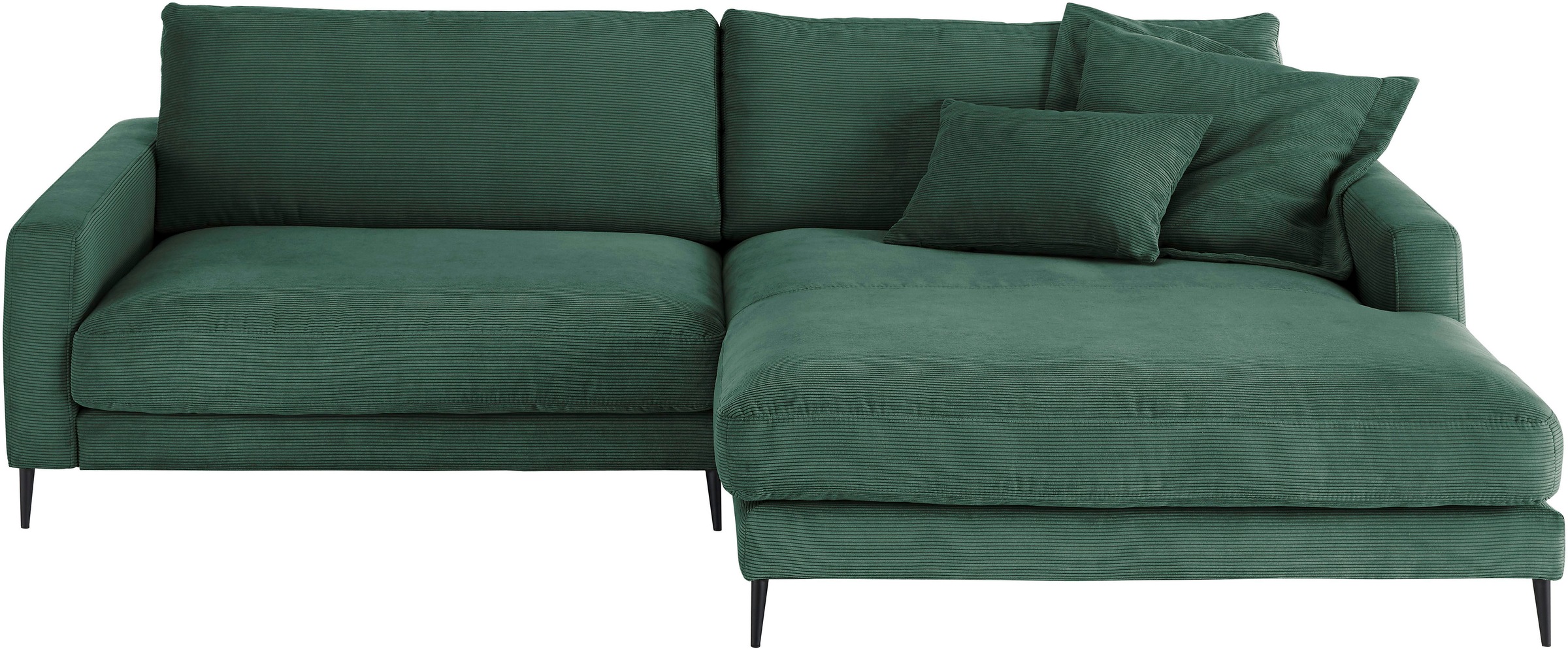 INOSIGN Ecksofa »Downtown, B/T/H: 272/190/84 cm L-Form«, weicher Sitzkomfort auch in Cord und Bouclé, incl. Zierkissen