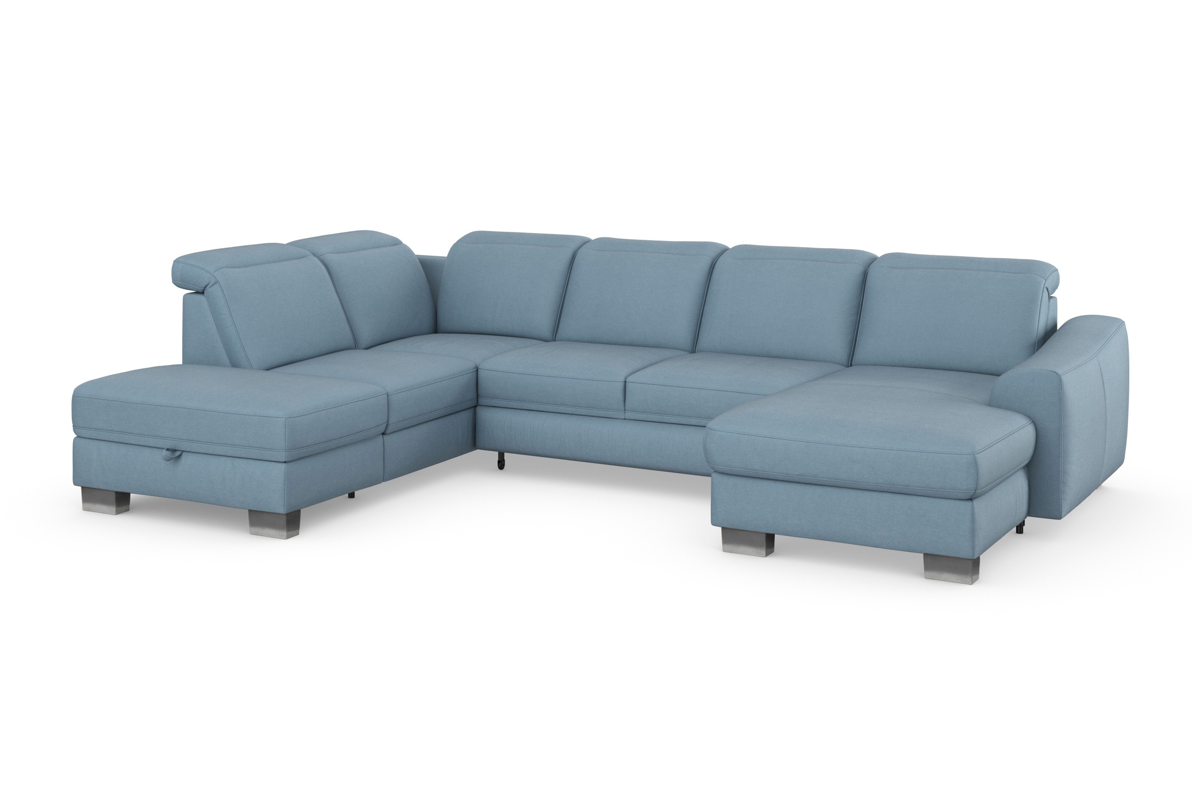 sit&more Wohnlandschaft »Dundee U-Form«, mit Federkern und Edelstahlfüßen, wahlweise mit Kopfteilverstellung