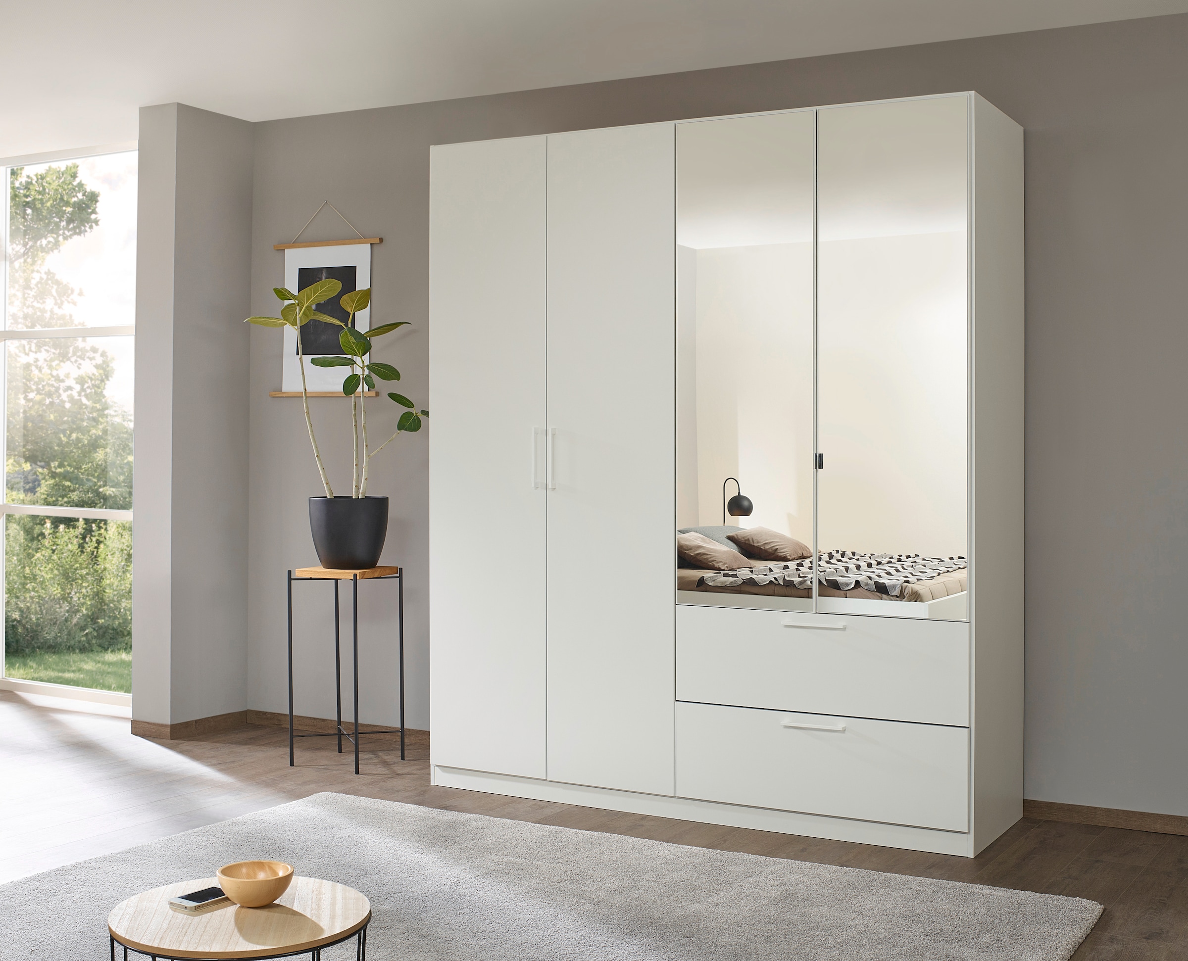 INOSIGN BY RAUCH Drehtürenschrank »Kleiderschrank Schrank Garderobe Wäscheschrank CHALLENGER«, mit Spiegeltüren und geräumigen Schubladen MADE IN GERMANY