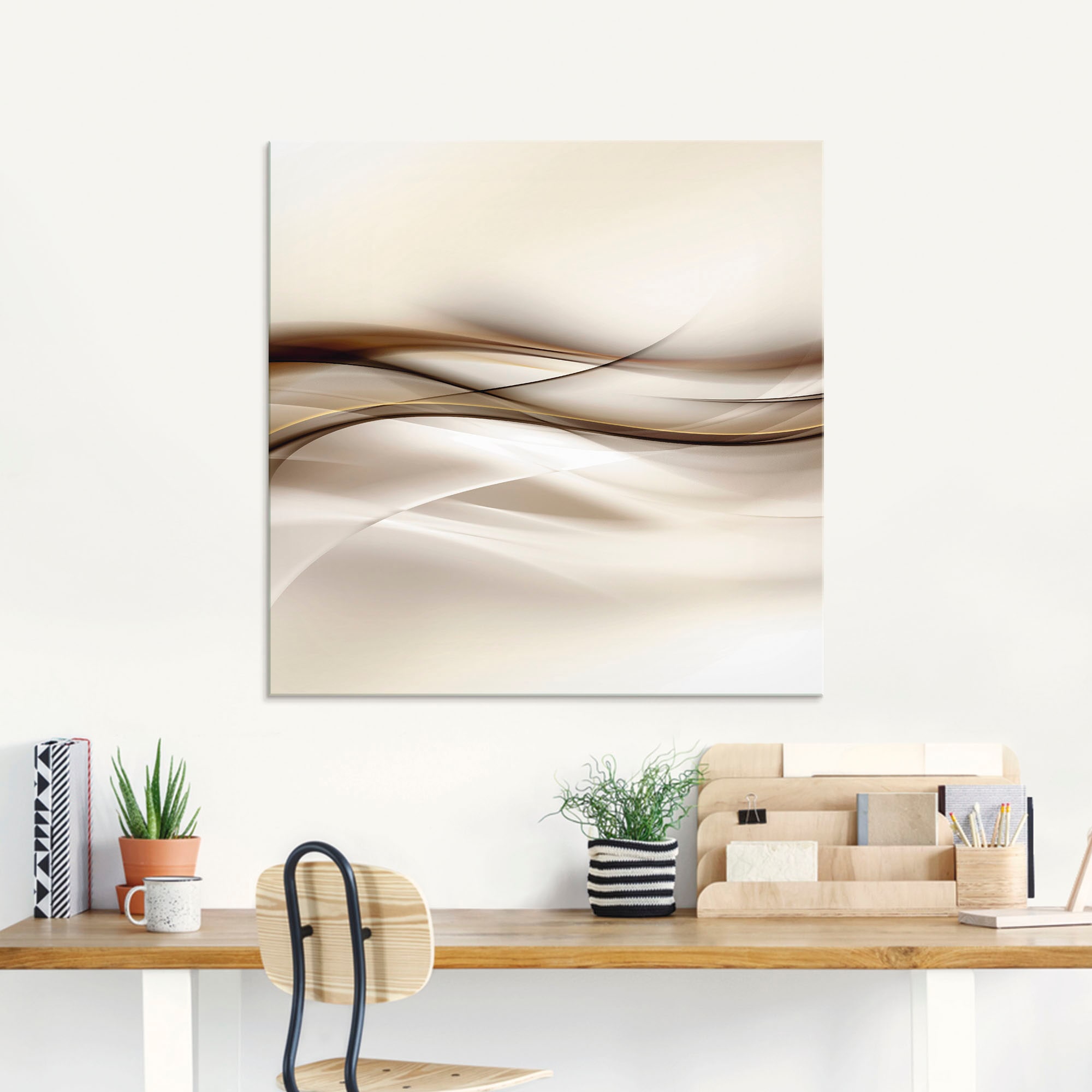 Artland Glasbild »Braune abstrakte Welle« Muster 1 Stk. tlg. günstig online kaufen