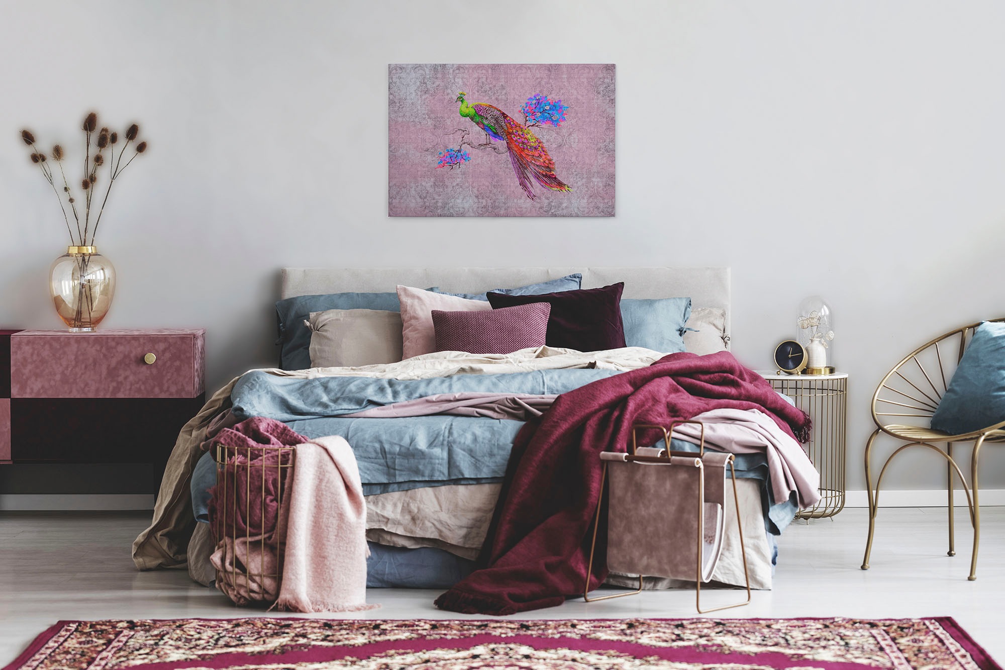 A.S. Création Leinwandbild »peacock«, Kunst-Tiere-Kinder, (1 St.), Keilrahmen Bild Bunt Pfau Leinwand-Bild Wohnzimmer modern Wandbild