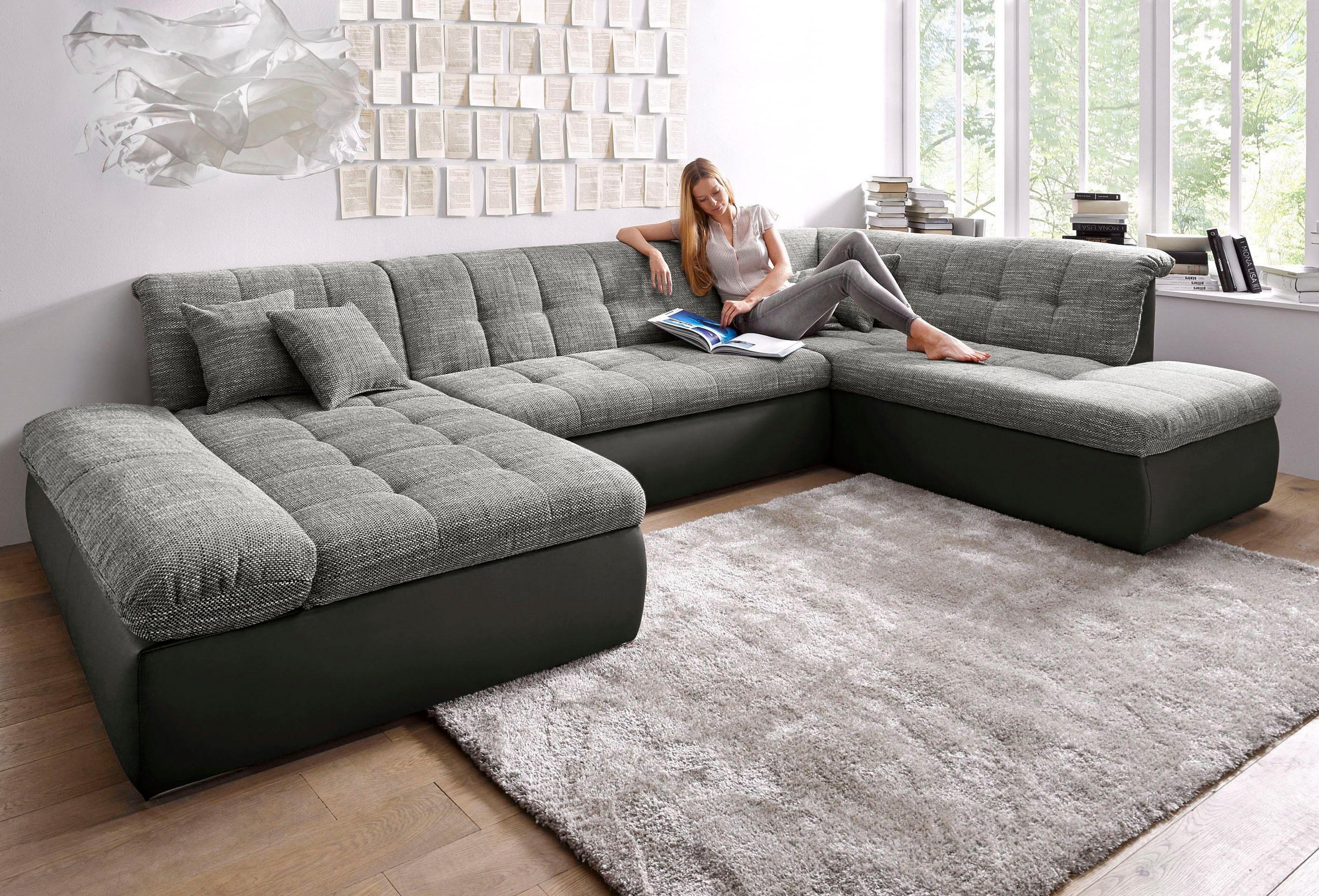DOMO collection Wohnlandschaft »Moric U-Form, auch in Cord, Breite 353cm, v günstig online kaufen