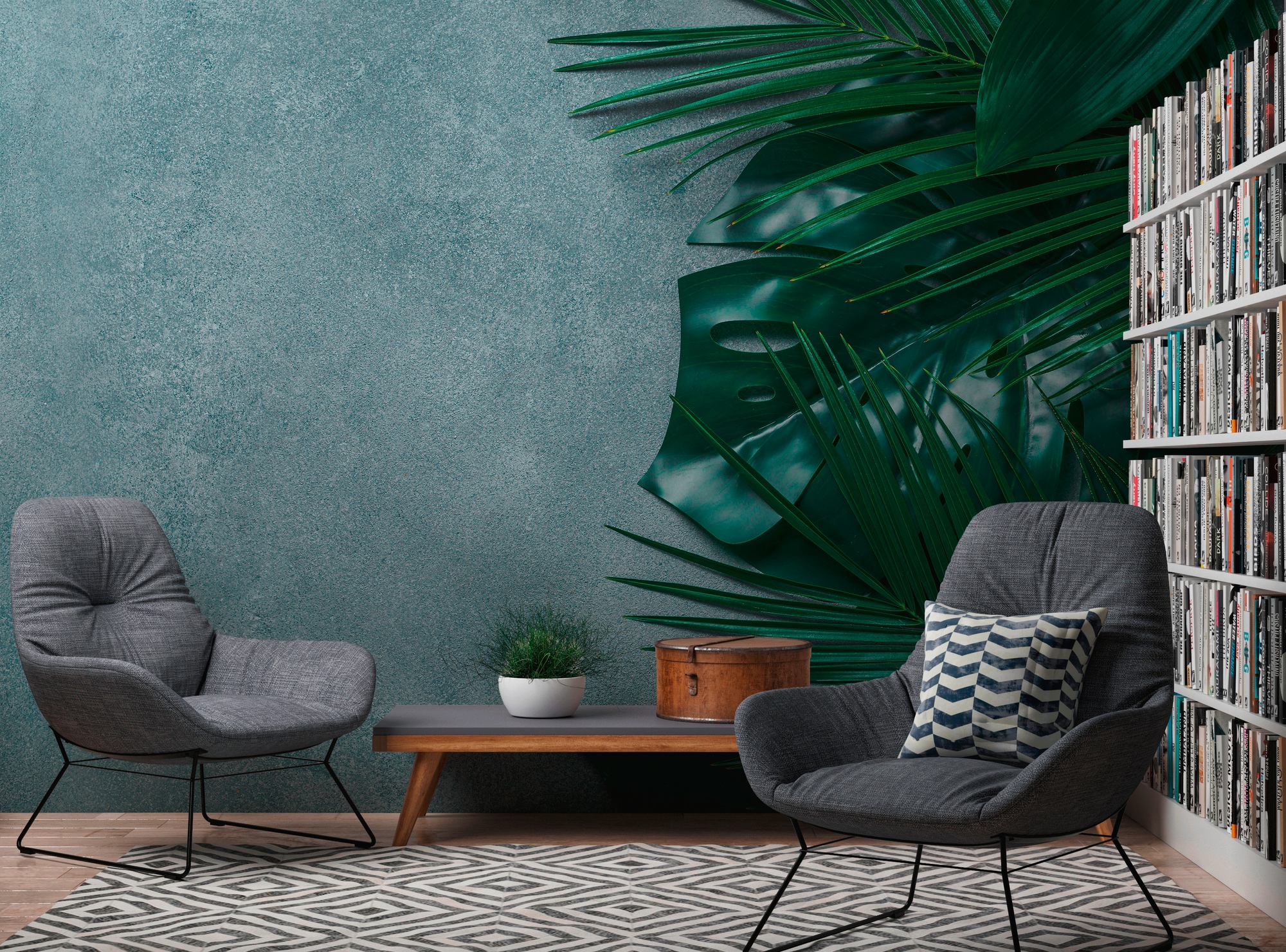 A.S. Création Vliestapete »Tropenfototapete mit Palmenblättern Grün Grau« m günstig online kaufen