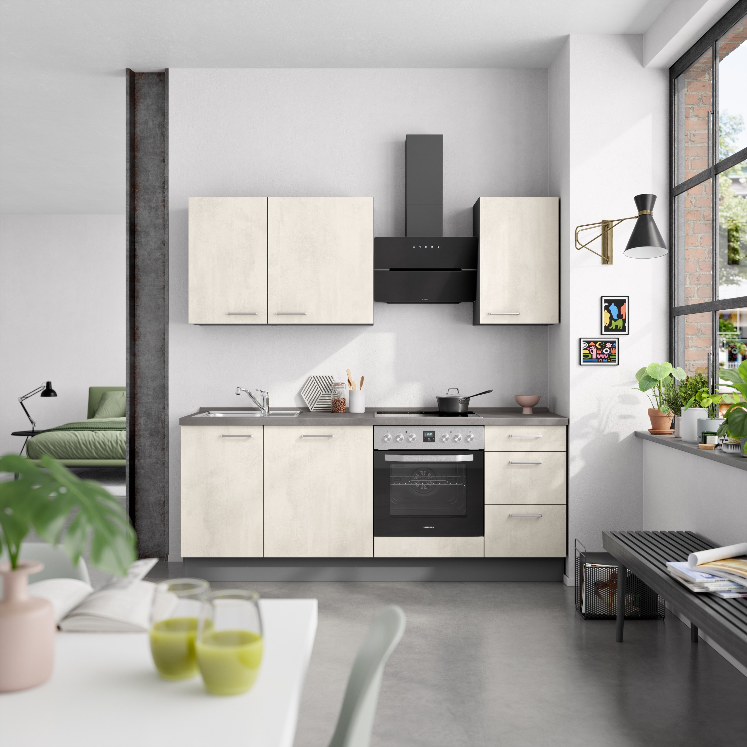 nobilia® Küchenzeile »"Riva II"«, vormontiert, Ausrichtung wählbar, Breite 210 cm, wahlw. mit E-Geräten