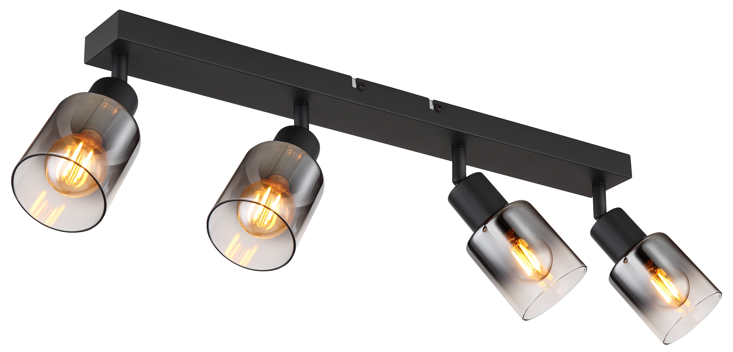 GLOBO LIGHTING Deckenstrahler »HUBERTUS«, Leuchtmittel E14 | ohne Leuchtmittel, Deckenspot/schwarz/Glas rauchfarben/Flur/Wohnzimmer