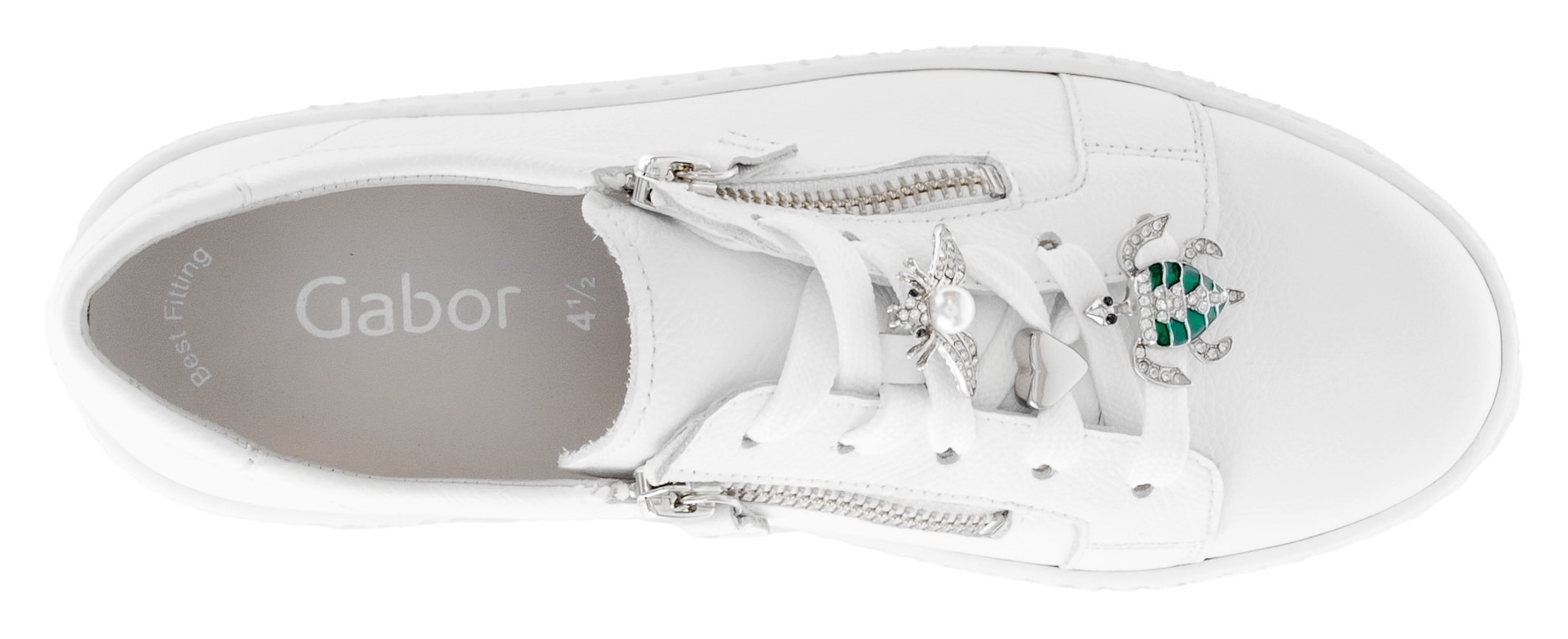 Gabor Plateausneaker, Freizeitschuh, Halbschuh, Schnürer mit edlen Schmuck-Motiven