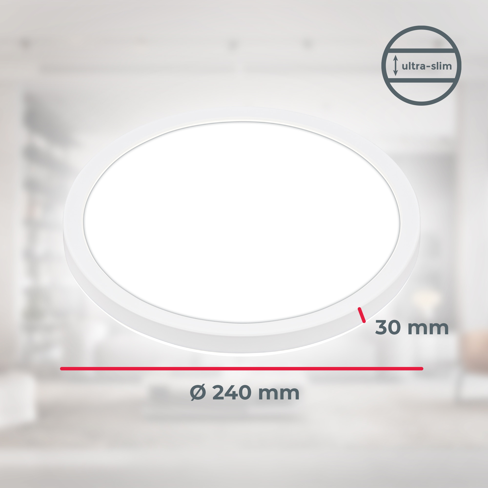 B.K.Licht LED Deckenleuchte »BK_DL1598 Ultraflaches LED Panel mit Backlight, Deckenlampe«, 1 flammig, Leuchtmittel LED-Modul | LED fest integriert, 4.000K, 1.900 Lm, 16W, indirekte Hintergrundbeleuchtung, ⌀24cm, Weiß