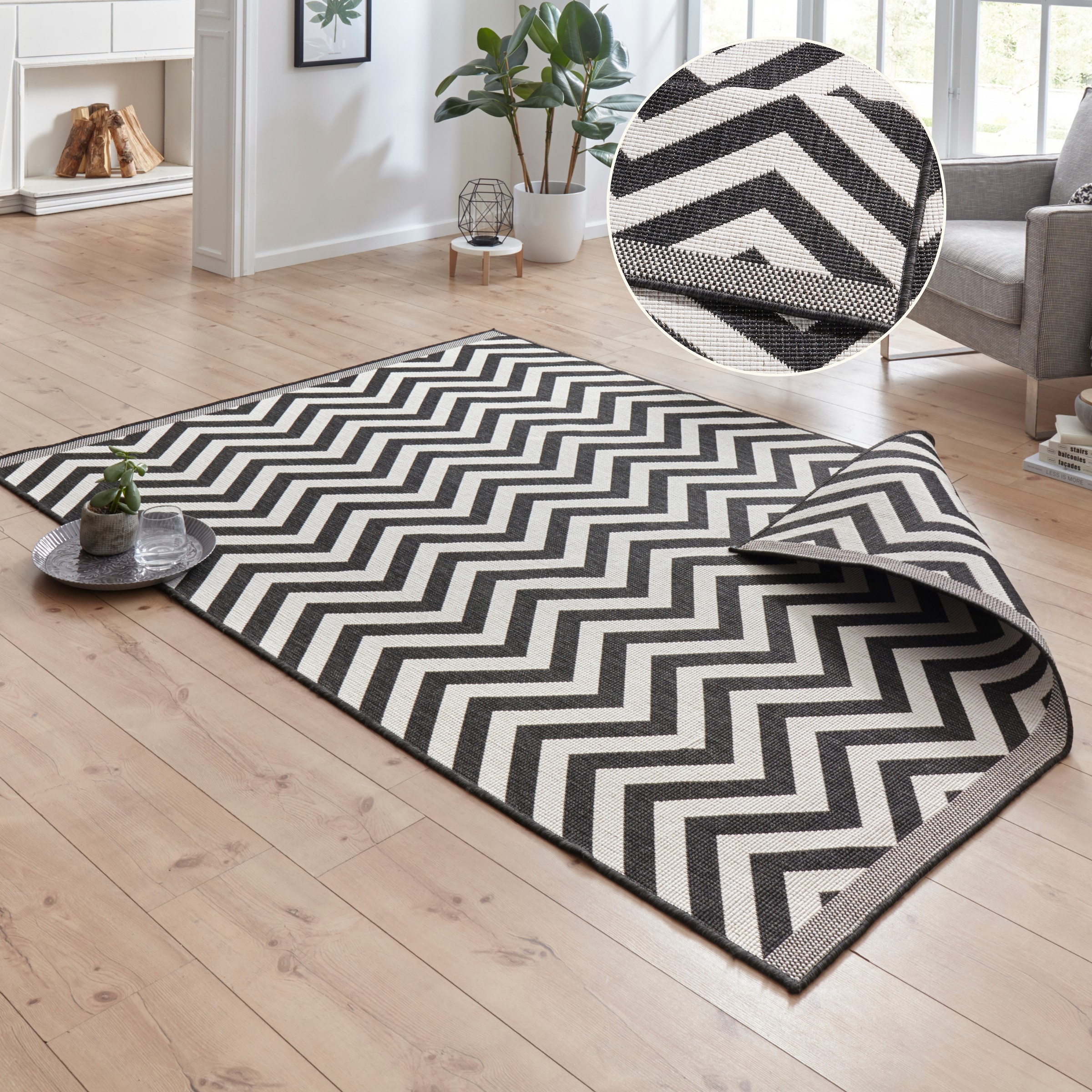 NORTHRUGS Teppich »Palma Wendeteppich« rechteckig 5 mm Höhe In-& Outdoor, Wetterfest, Balkon, Läufer, Wohnzimmer, Wasserfest