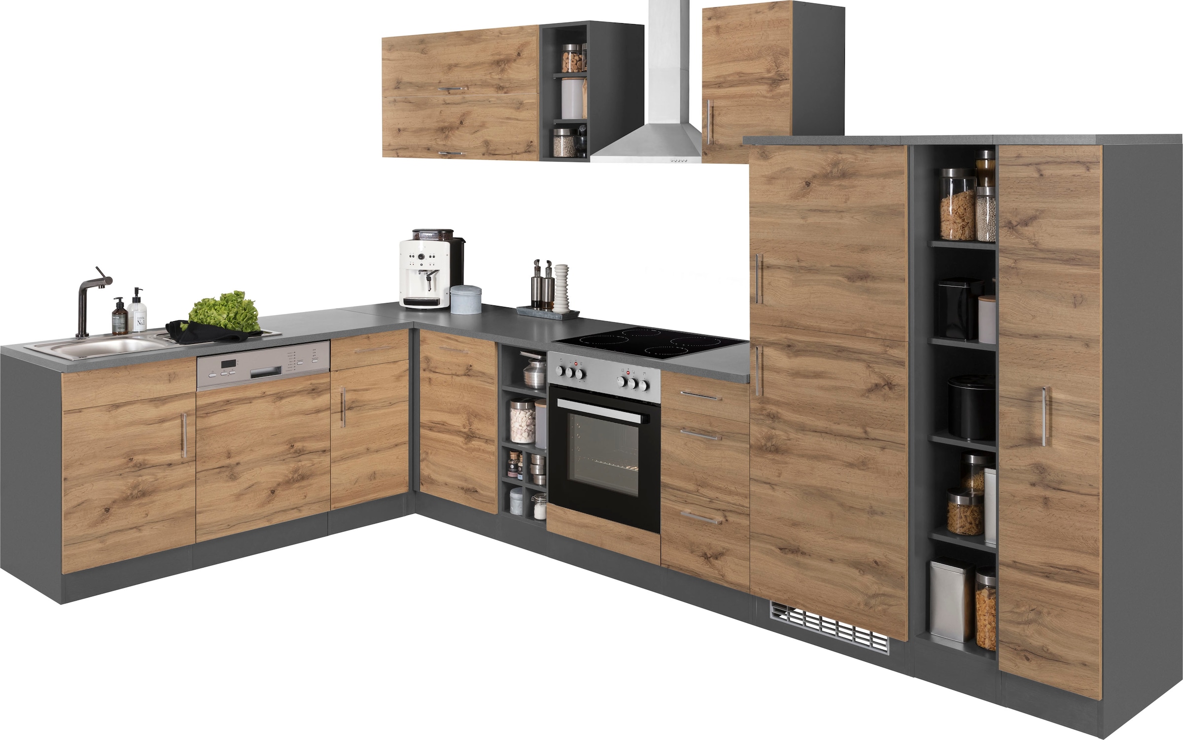 KOCHSTATION Winkelküche "KS-Colmar", ohne E-Geräte, Stellbreite 210/360 cm günstig online kaufen