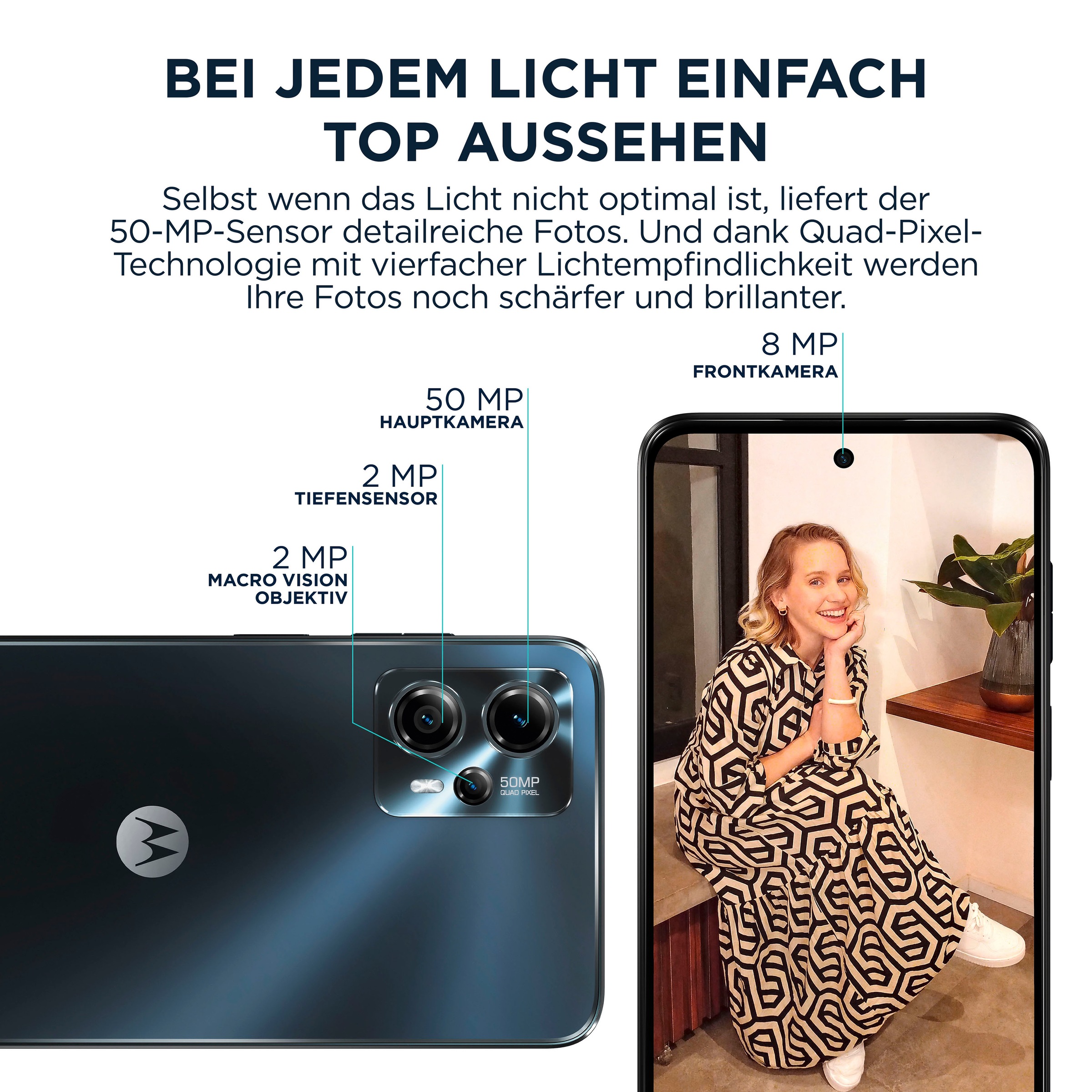 12. Bild von Motorola Smartphone »g13«, matte charcoal, 16,56 cm/6,52 Zoll, 128 GB Speicherplatz, 50 MP Kamera