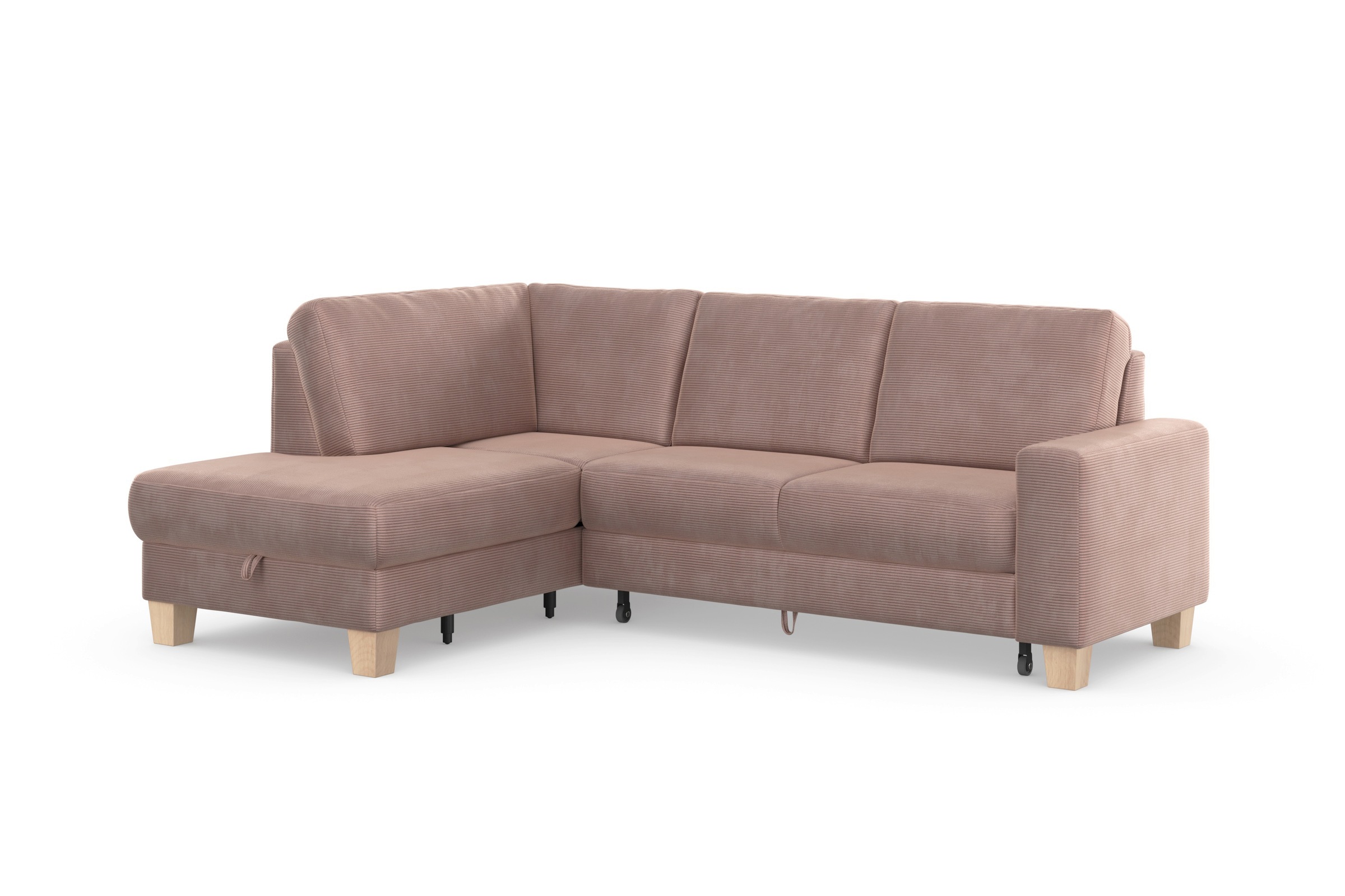 Home affaire Ecksofa »Summer L-Form«, mit Ottomane, wahlweise mit Bettfunktion und Bettkasten, Cord-Bezug