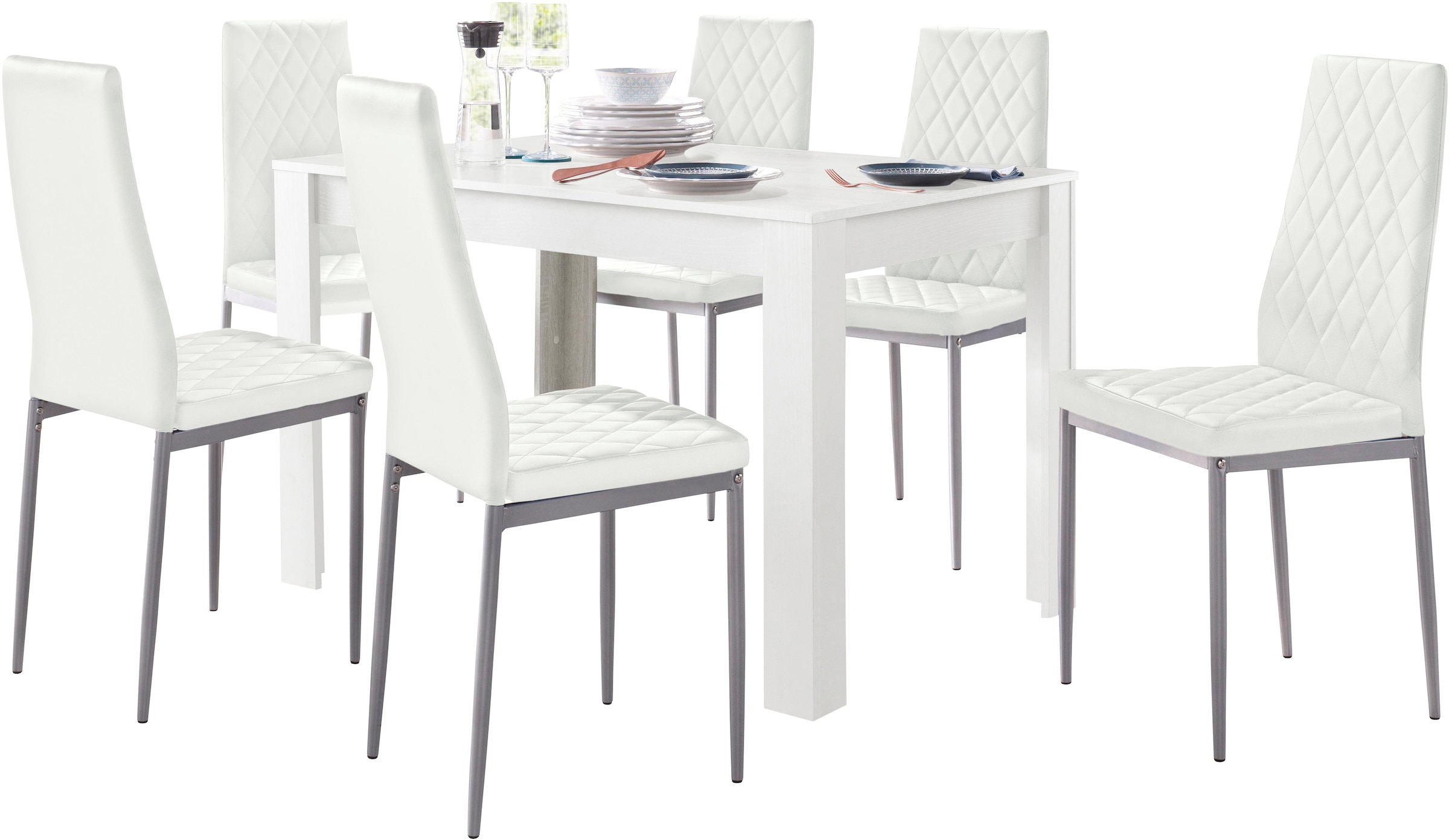 INOSIGN Essgruppe, (Set, 5 tlg.), mit Tisch in Weiß, Breite 120 cm online  kaufen