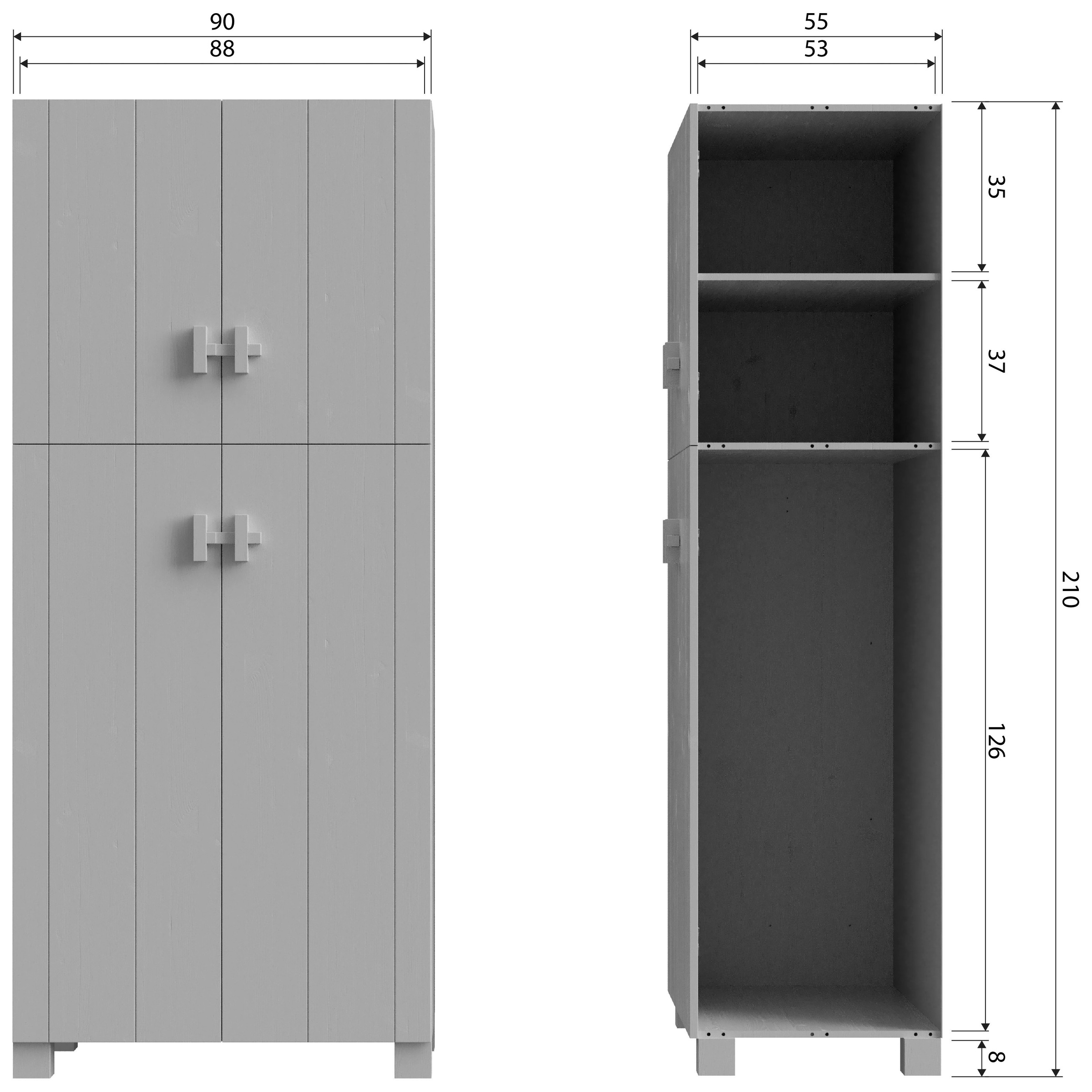 WOOOD Kleiderschrank »Mees«, mit großzügigem Stauraum, Breite 90 cm