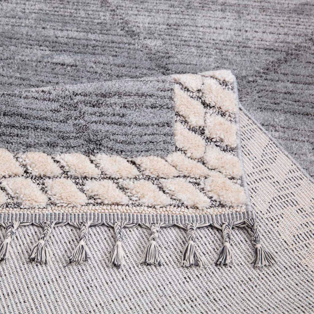 Carpet City Hochflor-Teppich »Valencia 909«, rechteckig, 20 mm Höhe, Läufer, Boho-Stil, 3D-Effekt, Relief, Hoch-Tief-Struktur, mit Fransen