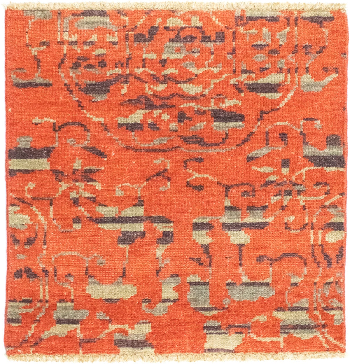 morgenland Wollteppich »Designer Teppich handgeknüpft orange«, quadratisch, günstig online kaufen