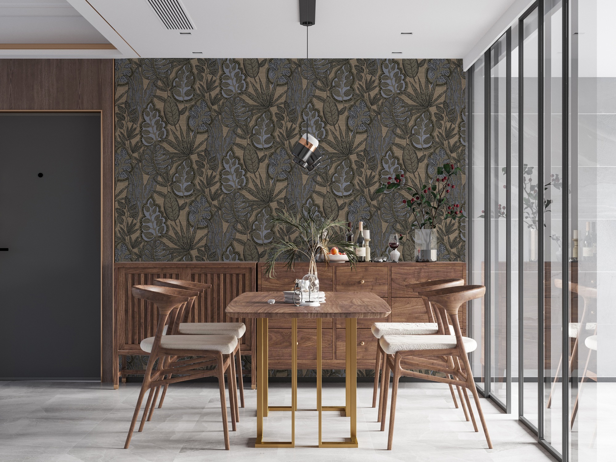 living walls Vliestapete »Famous Garden Blätter-Tapete Mustertapete Pflanzen Blattmotiv«, matt, Vliestapete floral für Schlafzimmer Küche Wohnzimmer Blätter Design