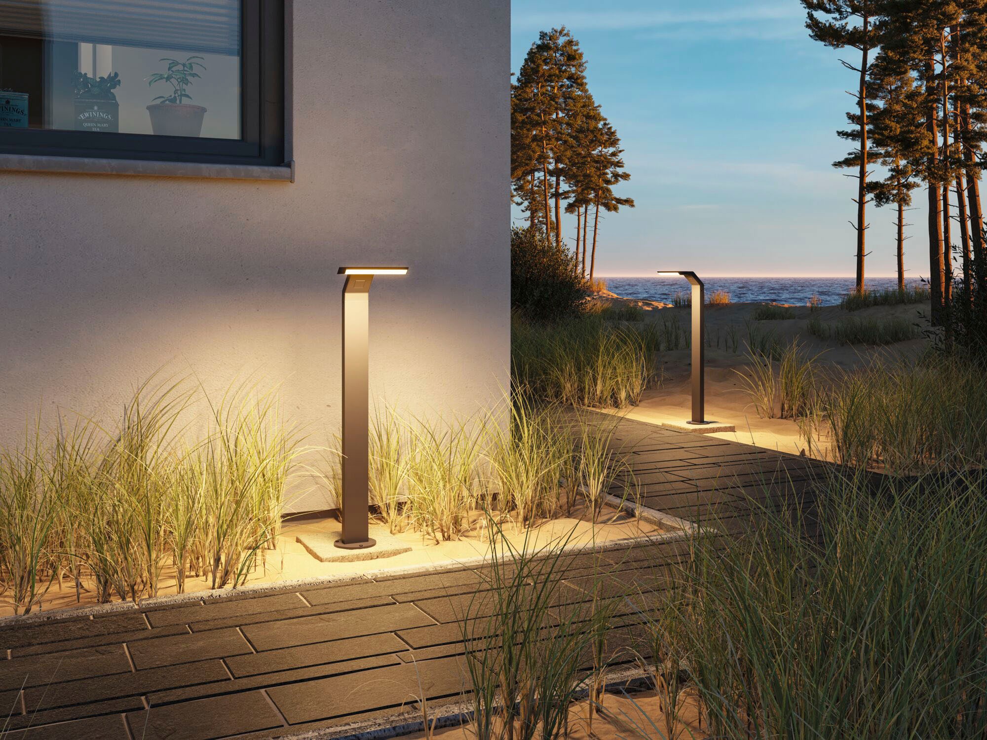 Paulmann LED Gartenleuchte »Zenera 230V Pollerleuchte 3000K anthrazit«, 1 flammig, seewasserresistent