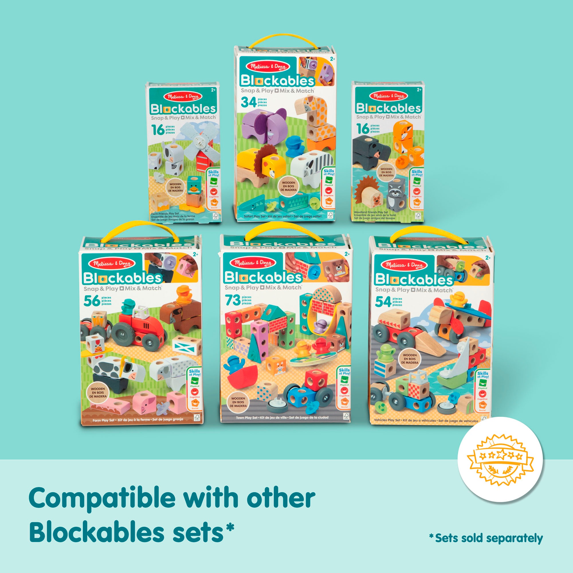 Spin Master Spielbausteine »Melissa & Doug Blockables Stadt«, (73 St.)