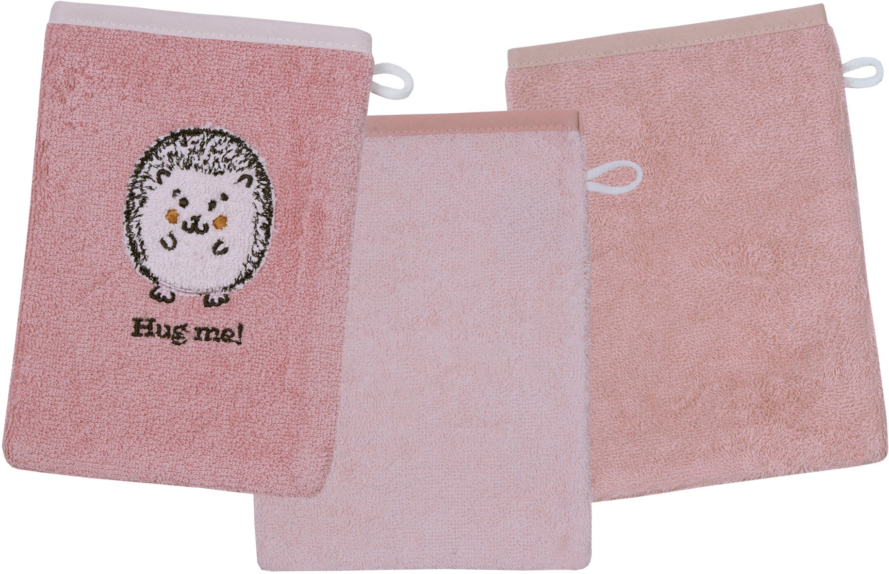 Wörner Waschhandschuh »Igel rosa Waschhandschuh 3er Set«, (3 St., 3er Set W günstig online kaufen
