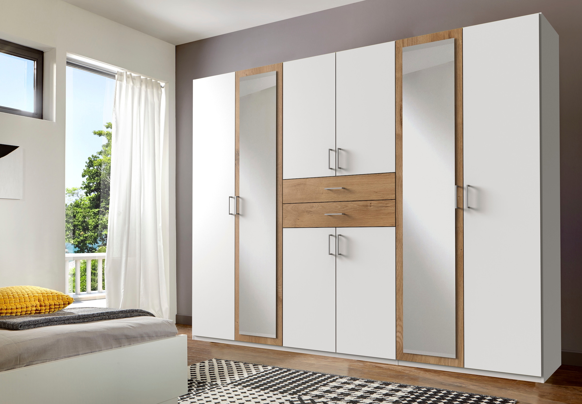 Wimex Kleiderschrank »Diver Drehtürenschrank mit Spiegel, 180, 225 o. 270cm breit«, Bestseller Schlafzimmerschrank wahlweise 3 Innenausstattungen