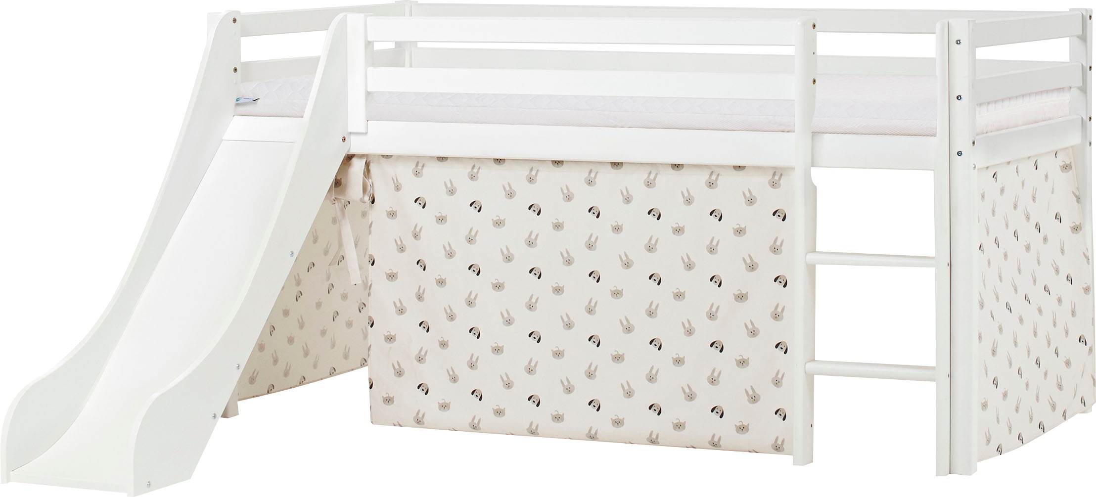 Hoppekids Hochbett »«Pets Natur»«, Rutsche & Vorhang Grau und viel Auswahl