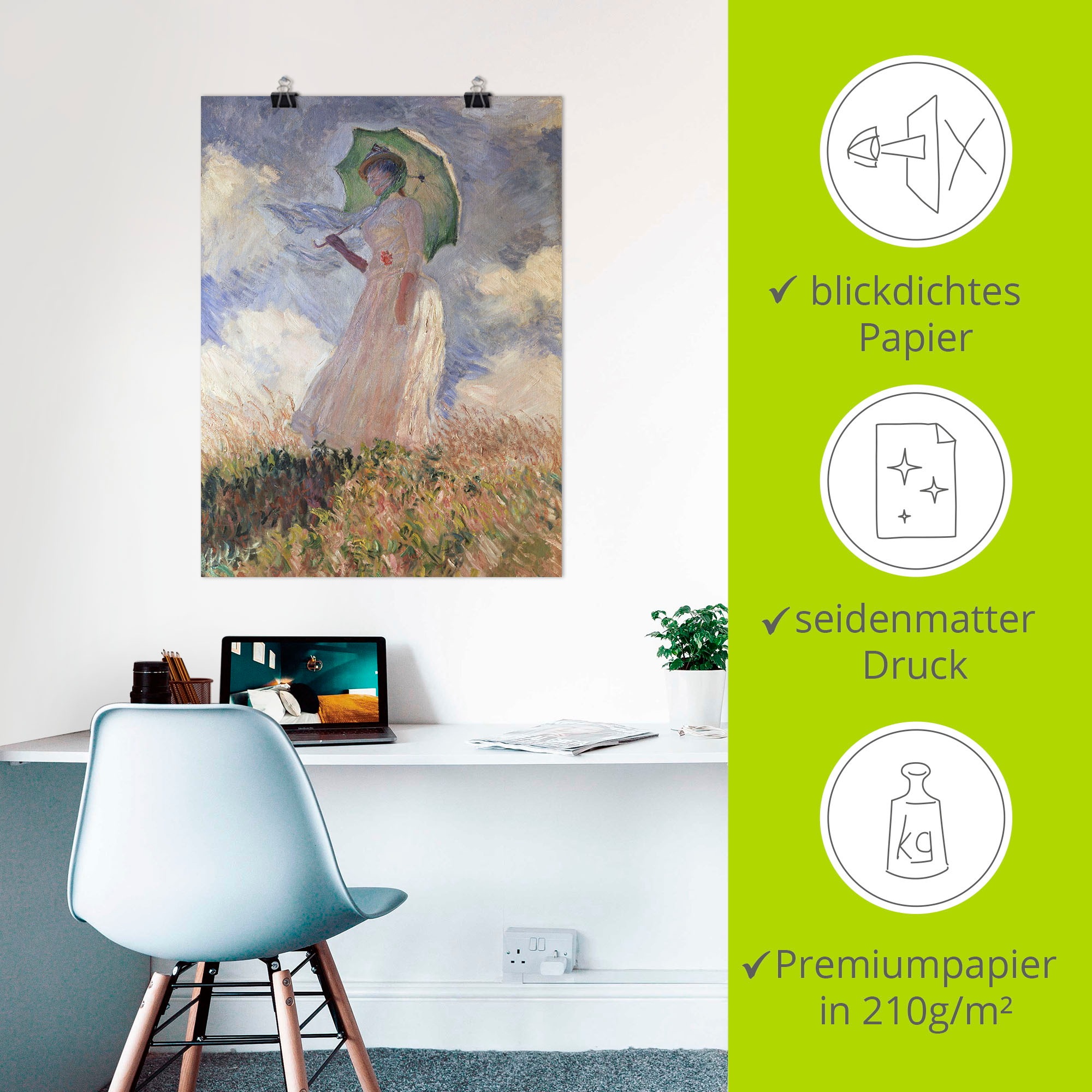 Artland Wandbild »Frau mit Sonnenschirm, Suzanne Hoschedé«, Frau, (1 St.), als Leinwandbild, Poster in verschied. Größen