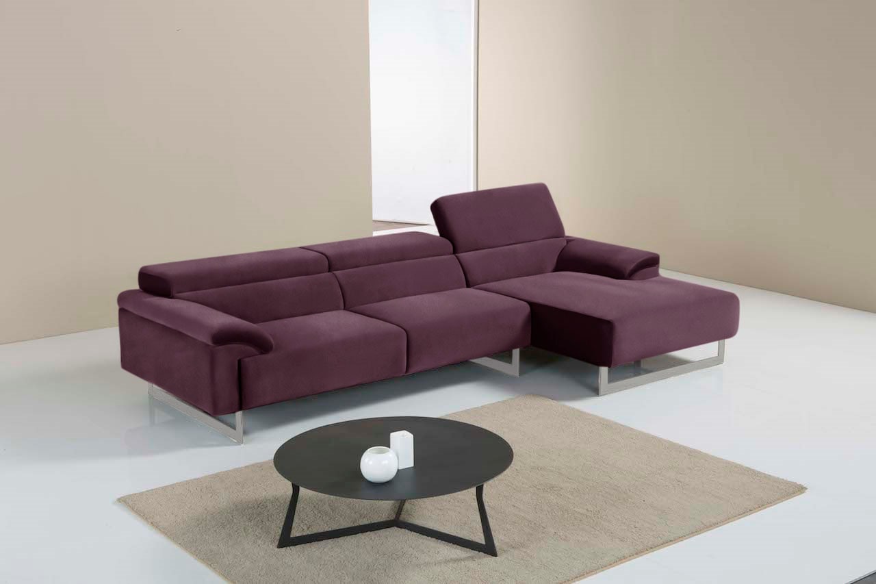 Egoitaliano Ecksofa »Malika, edel und bequem, Designsofa mit hochwertigen Bezügen, L-Form«, mit Recamiere, inkl. Kopfteilverstellung und chromfarbenen Metallfüßen