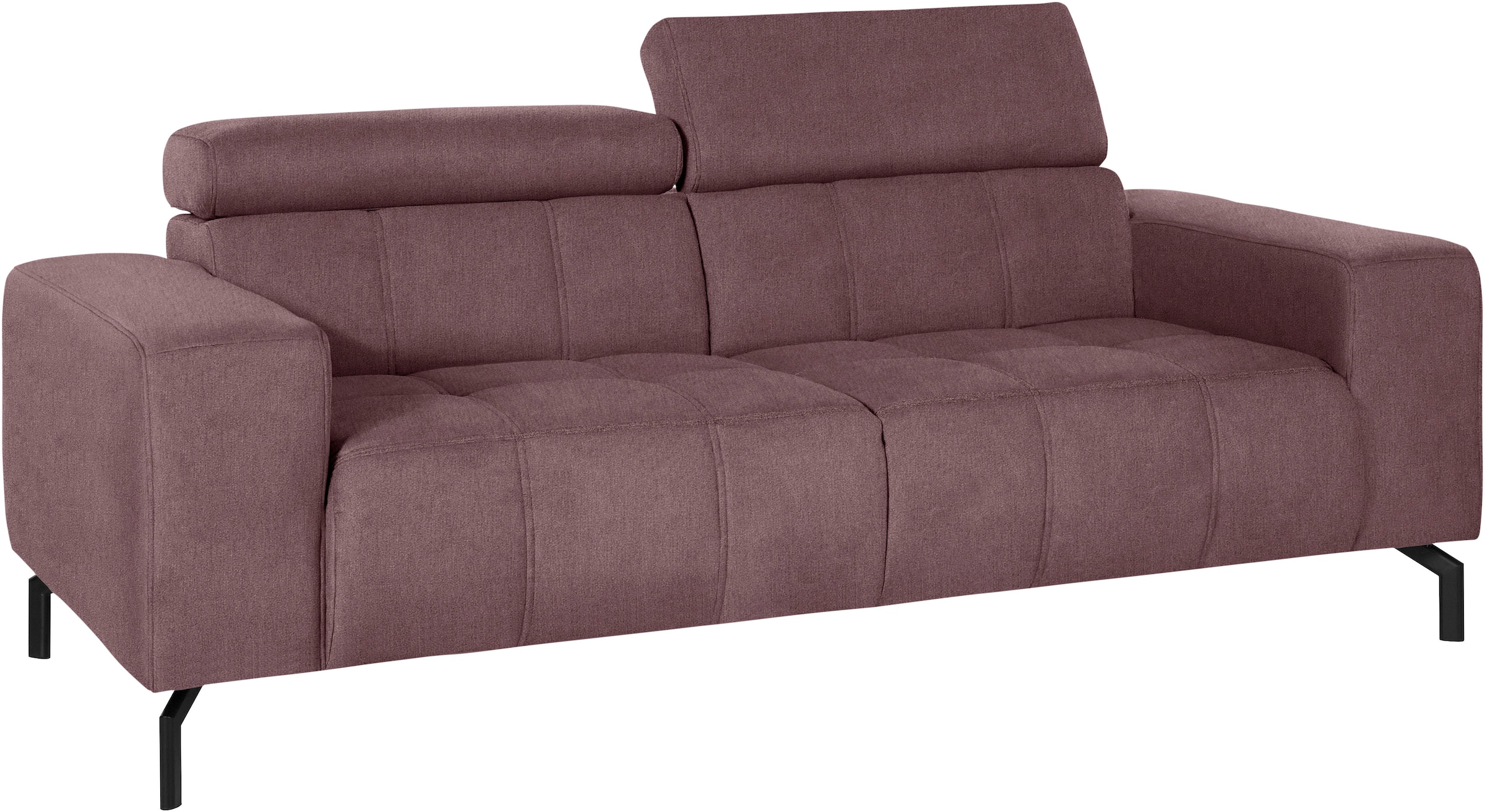 DOMO collection 2-Sitzer »Cunelli zeitlos und elegant, moderne Sitznähte als Designelement,«, wahlweise mit 6-fach verstellbaren Kopfteilen, fester Sitzkomfort