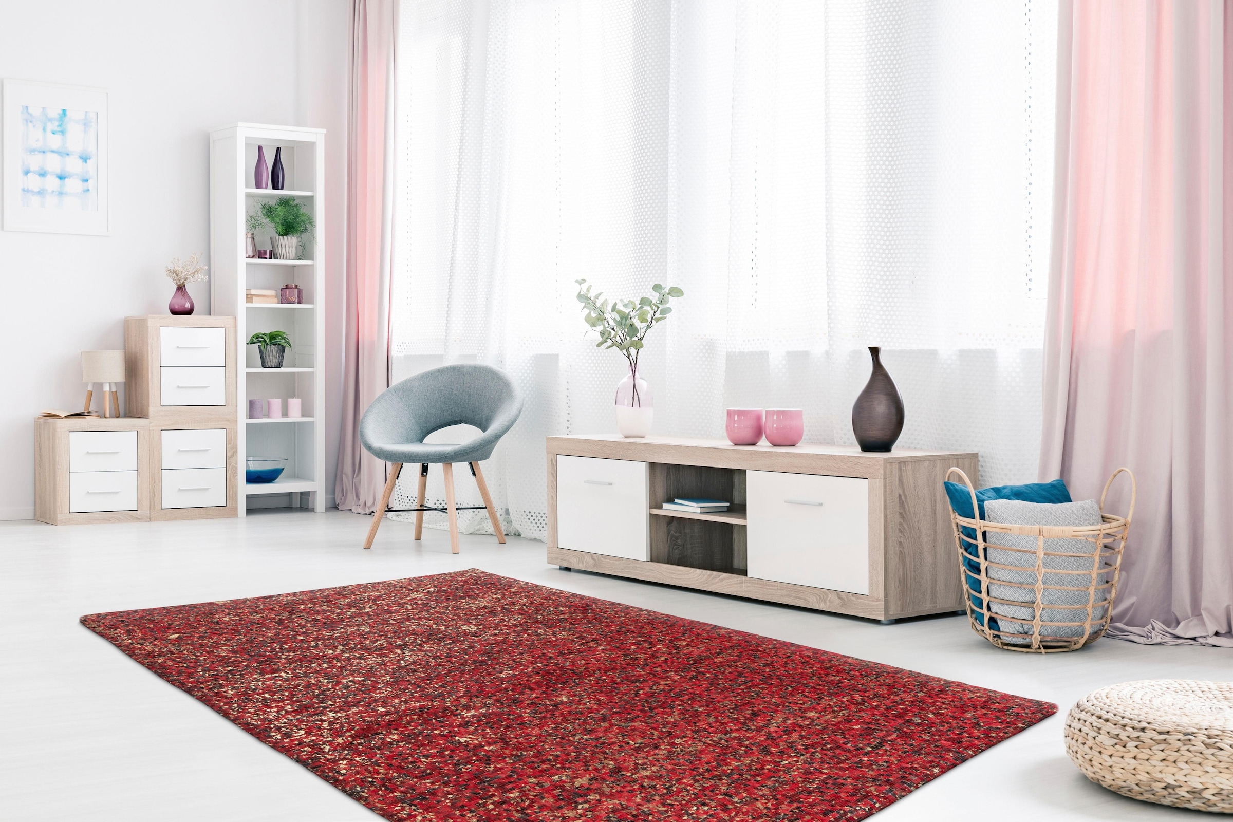 my home Lederteppich »Ella - Fellteppich«, rechteckig, 5 mm Höhe, 100% Rindsleder, Patchwork-Dessin, Wohnzimmer