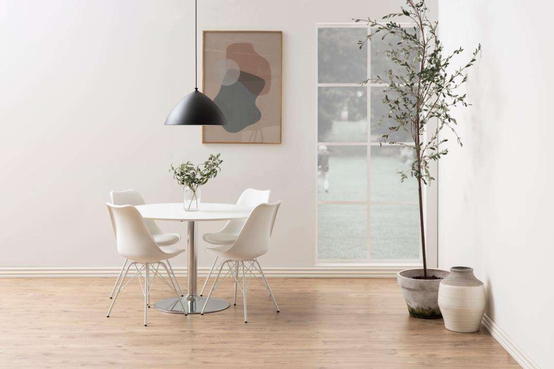 ACTONA GROUP Esszimmerstuhl »Esstischstuhl Eris - modern und stilvoll in verschiedenen Farben« (Set) 2 Stk.Weißer Kunststoffbezug in Lederoptik, Stahlgestell. 48,5x54x85,5 cm