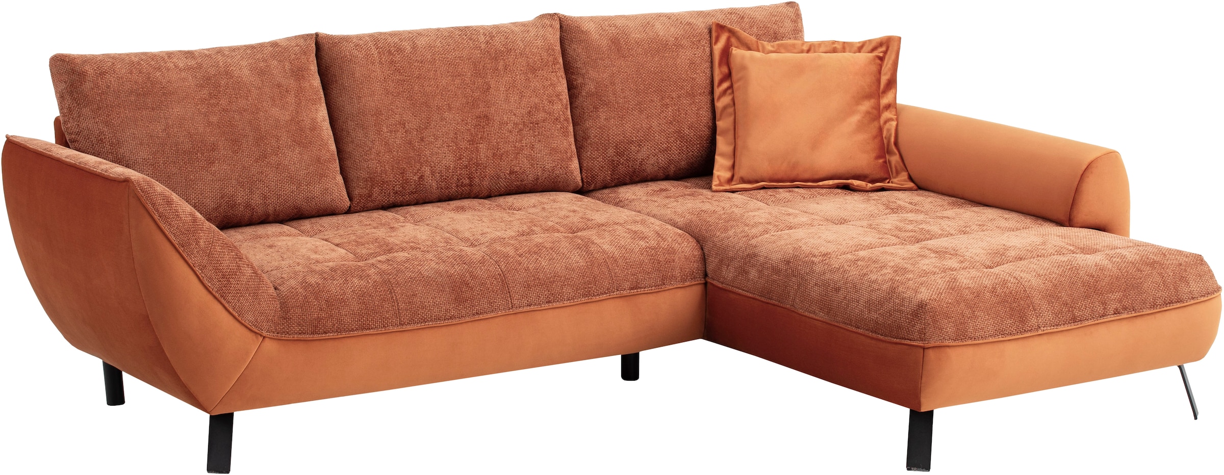 exxpo - sofa fashion Ecksofa »Bellinii, Materialmix, Strukturbezug und pflegeleichter Microvelours«, bequem und modern, Materialmix, L-Form