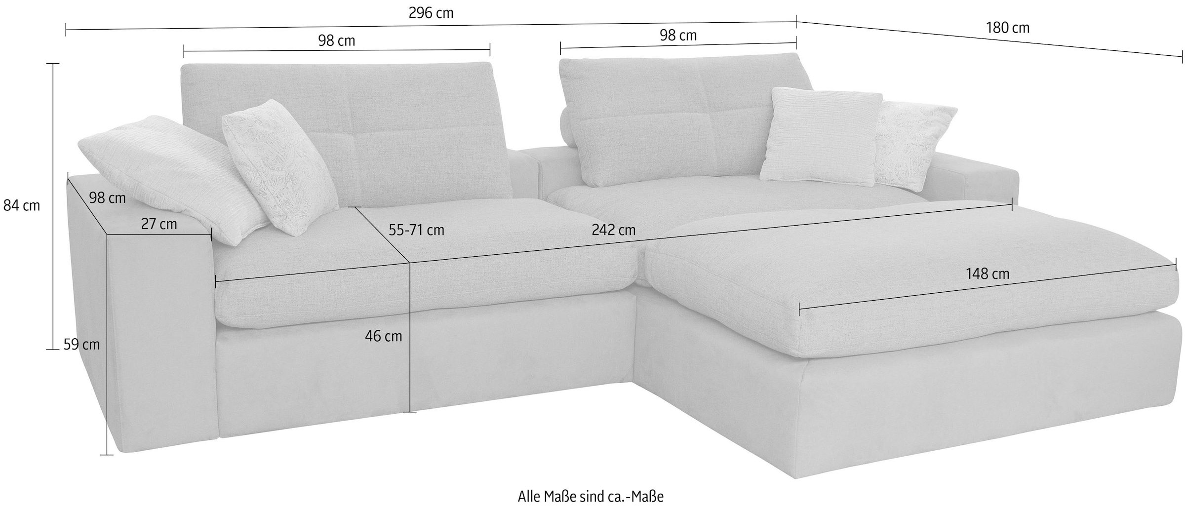 alina Ecksofa »Sandy«, mit losen Sitz- und Rückenkissen