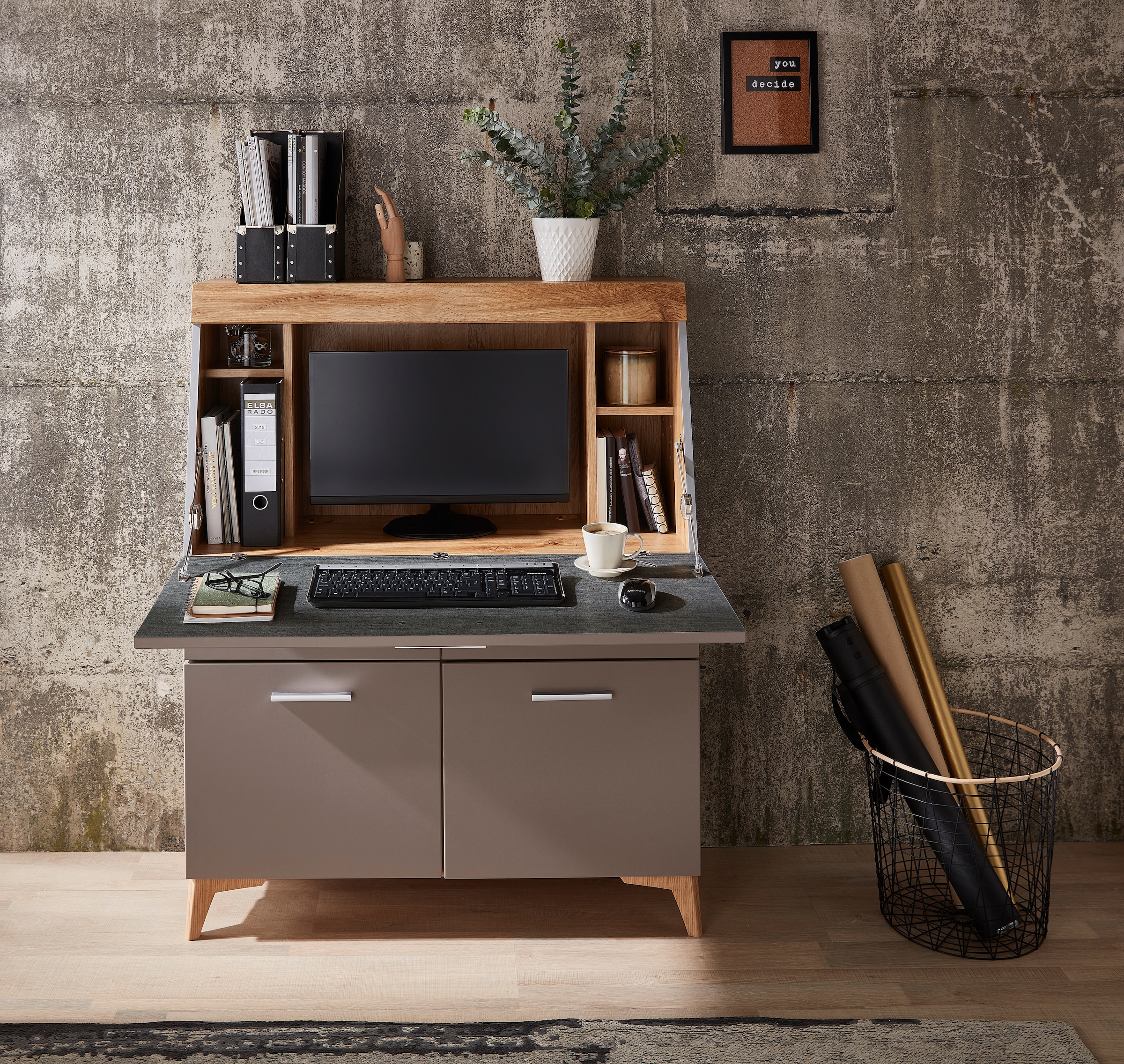 Innostyle Sekretär »SECRET«, Stauraumschrank, mit Monitor-/Laptopfach, Soft-Close, Breite 98 cm